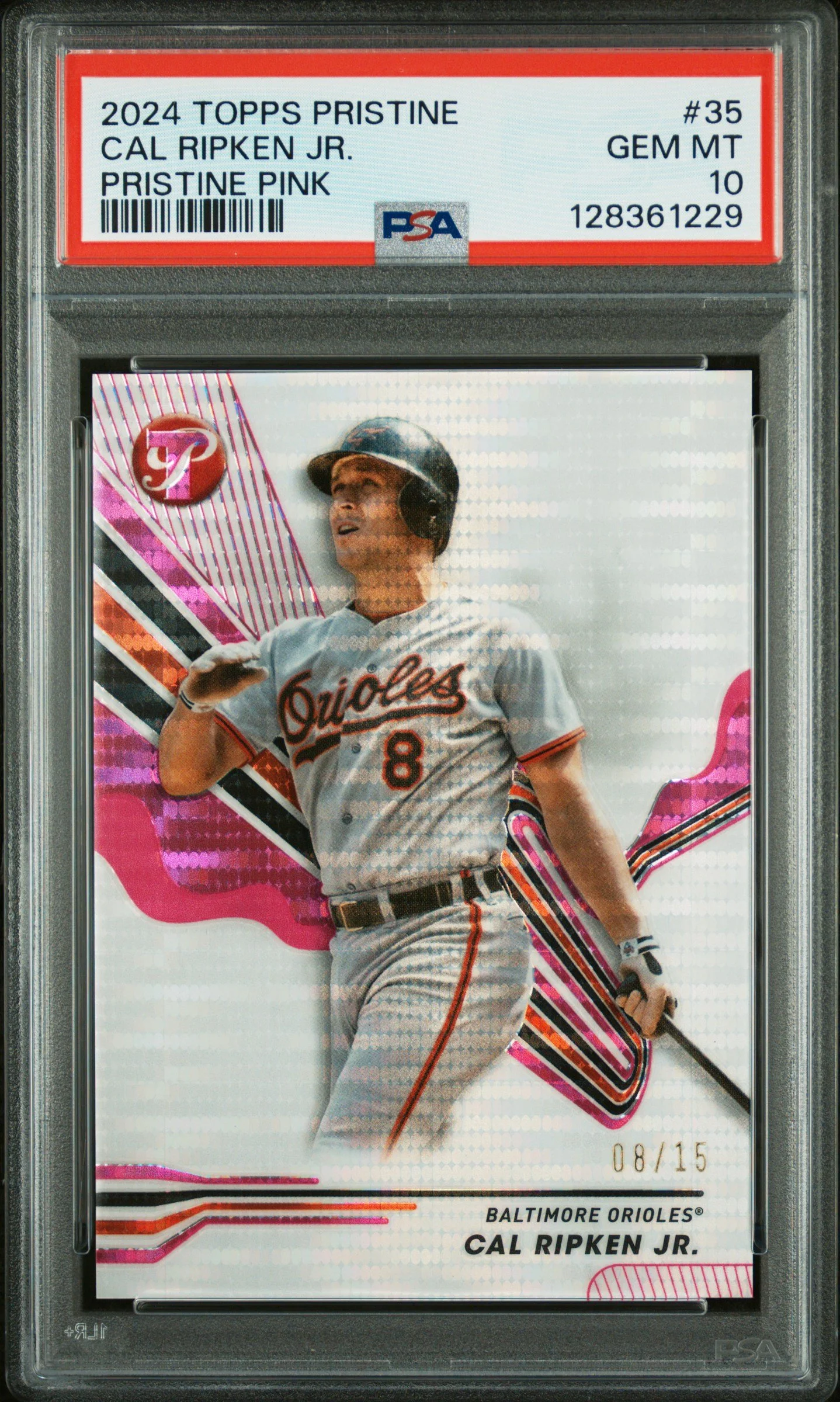 2024 Topps Prestine #35 Cal Ripken Jr. Pristine Pink 8/15 PSA 10