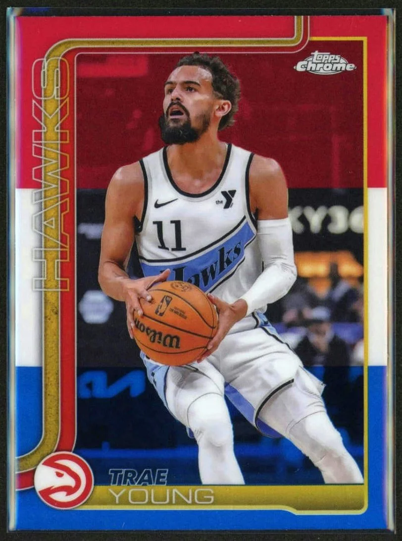 2025-26 Topps Chrome #5 Trae Young Red White Blue Refractor