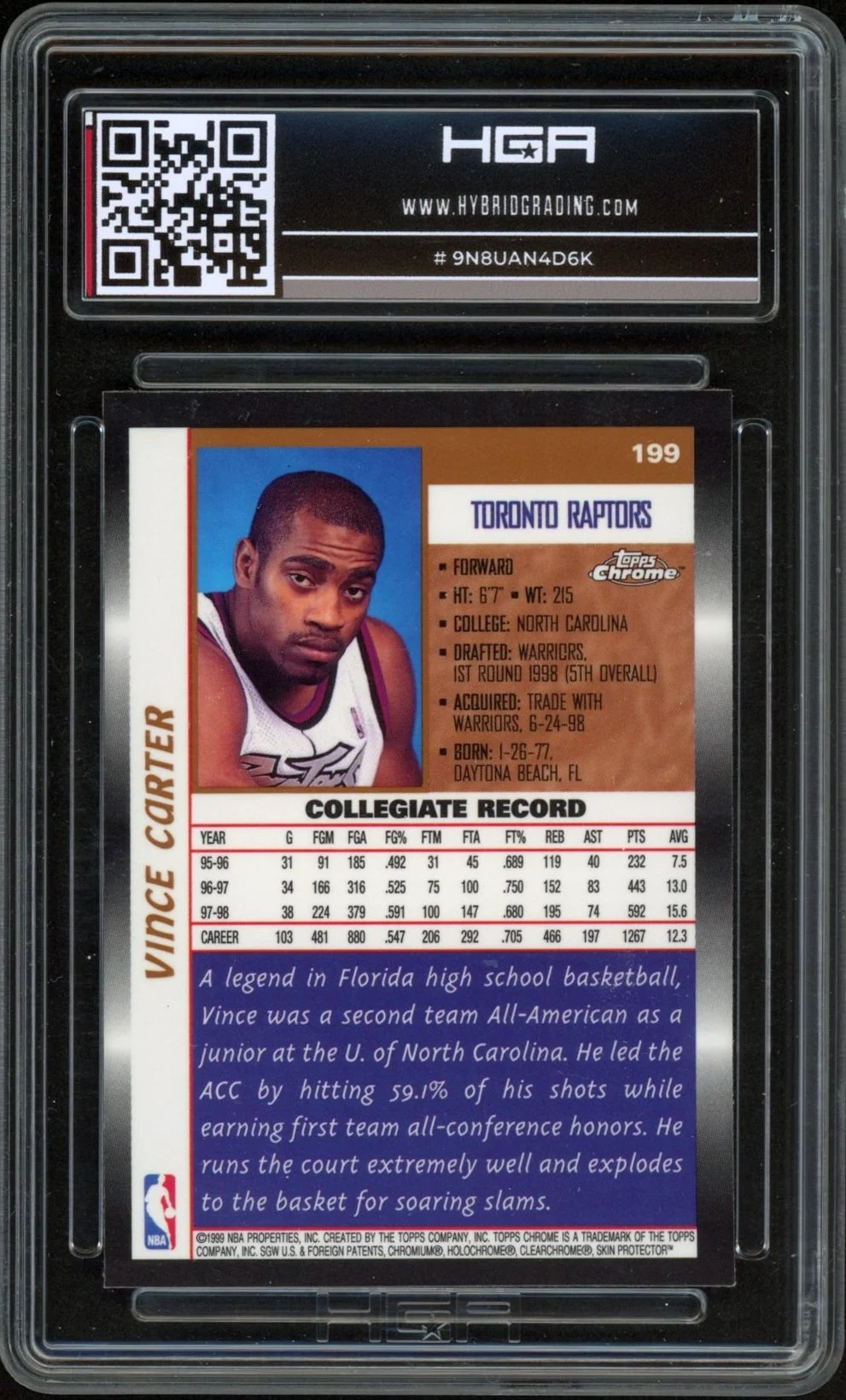 1998-99 Topps Chrome #199 Vince Carter RC HGA 8.5_2.jpg