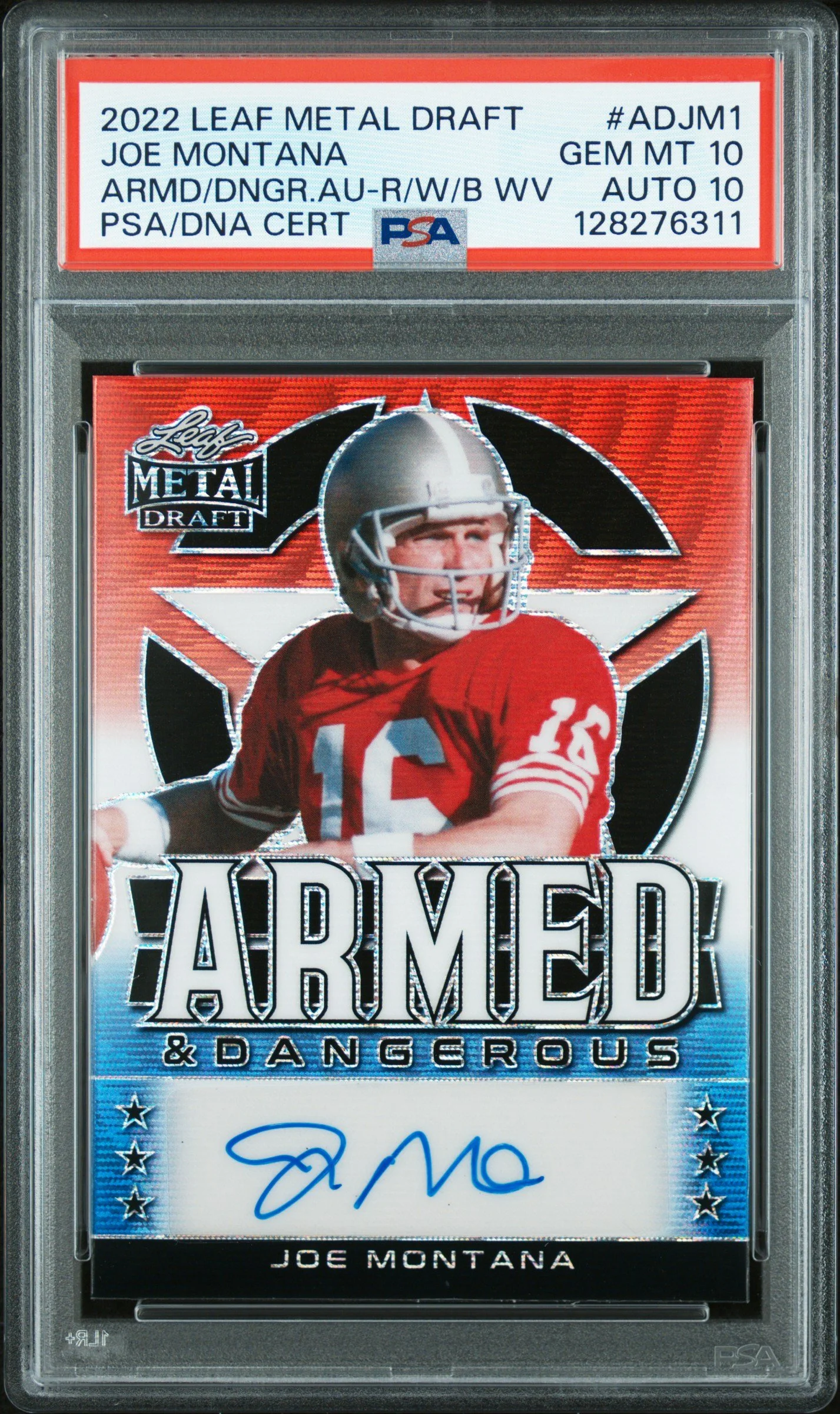 2022 Leaf Metal Draft Armed & Dangerous #AD-JM1 Joe Montana 7/7 PSA 10 AUTO 10
