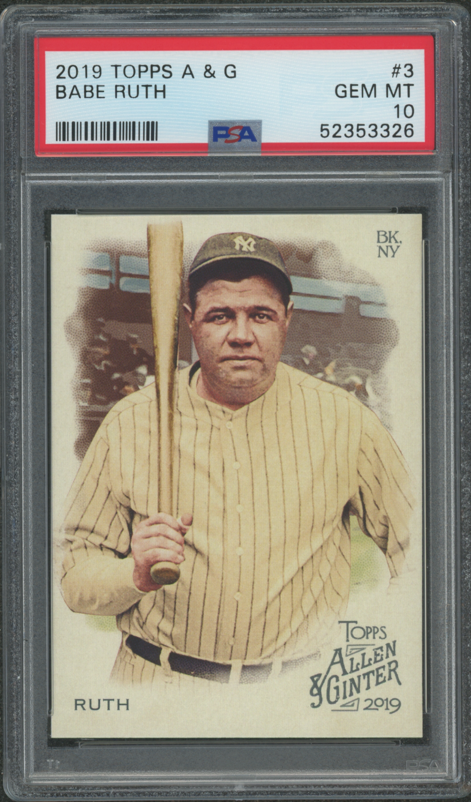 2019 Topps Allen & Ginter #3 Babe Ruth PSA 10