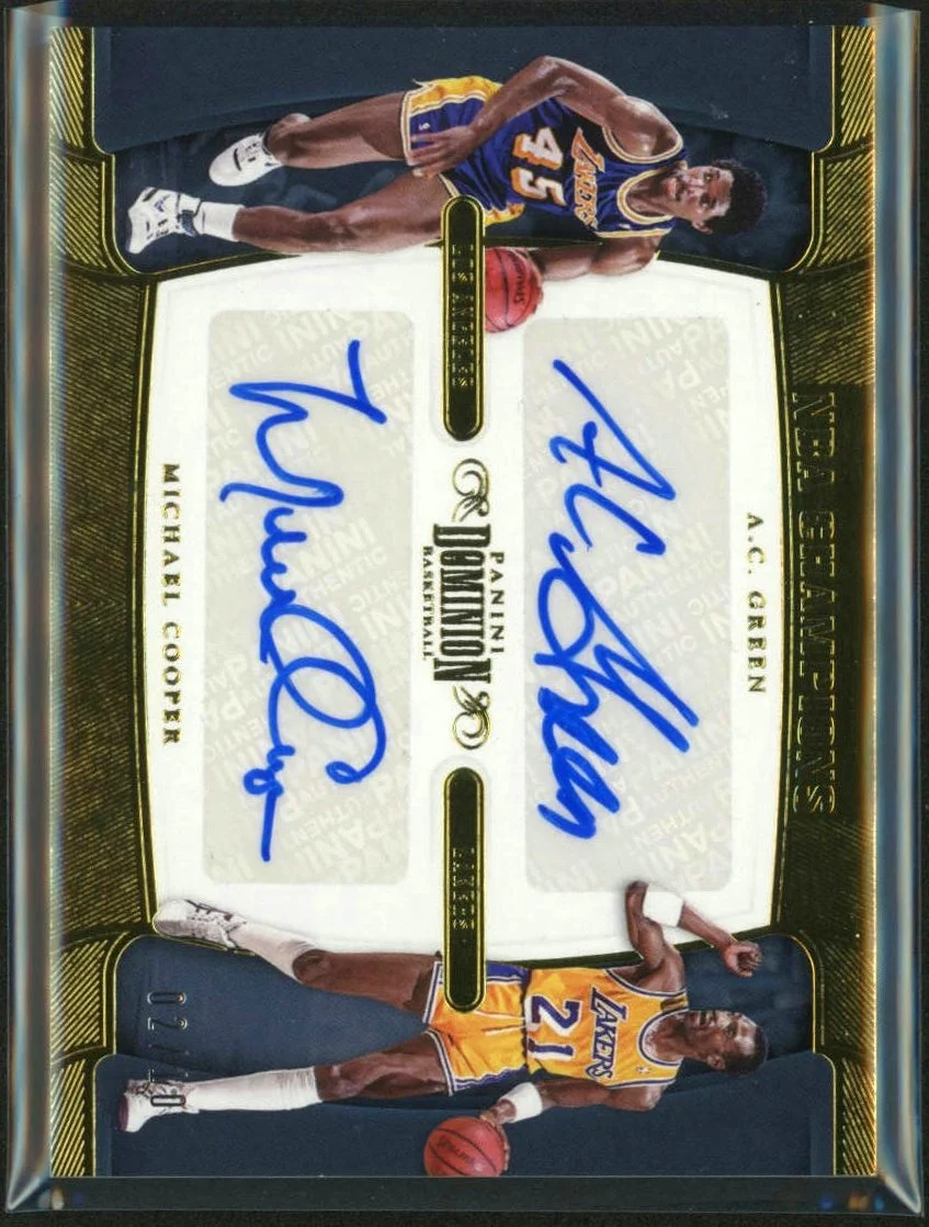 2018-19 Panini Dominion NBA Champions Dual Signatures Gold #1 AC Green/Michael Cooper 2/10