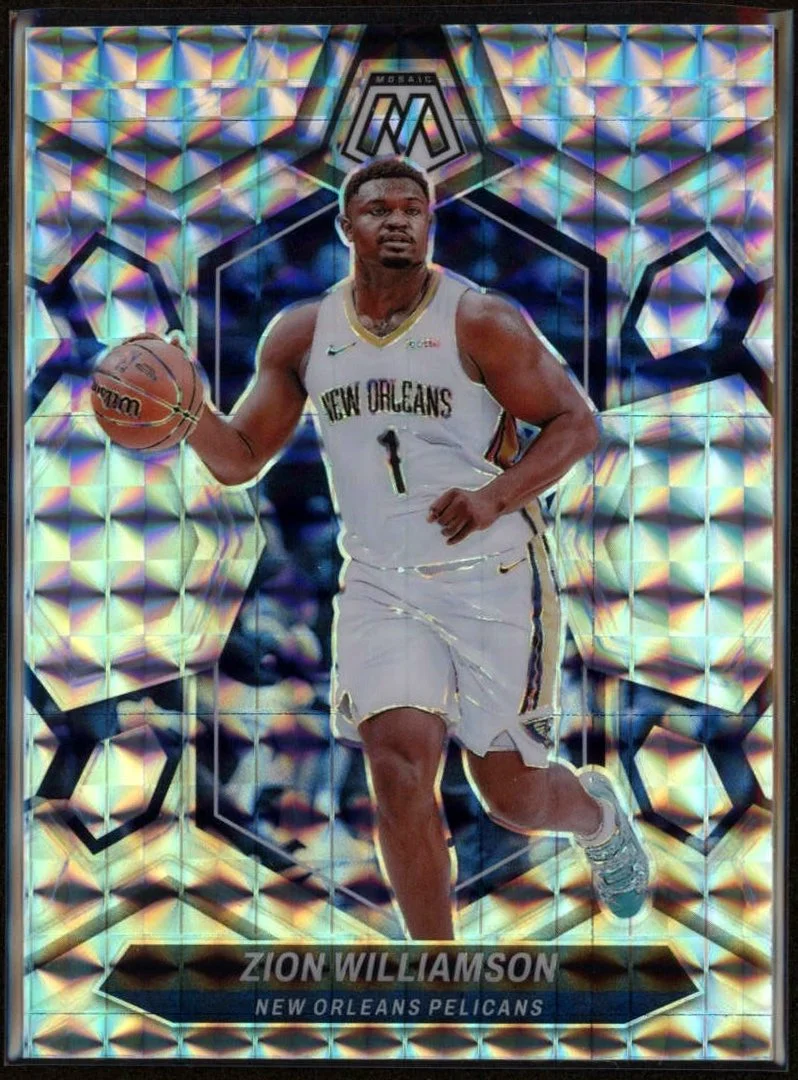 2023-24 Panini Mosaic #32 Zion Williamson Silver Mosaic Prizm