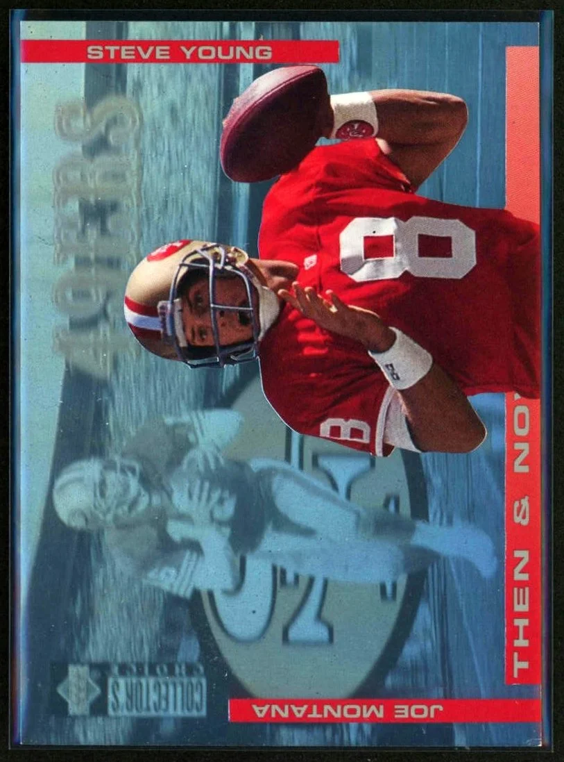1994 Upper Deck Collector's Choice #4 Joe Montana Steve Young EX Then & Now Hologram