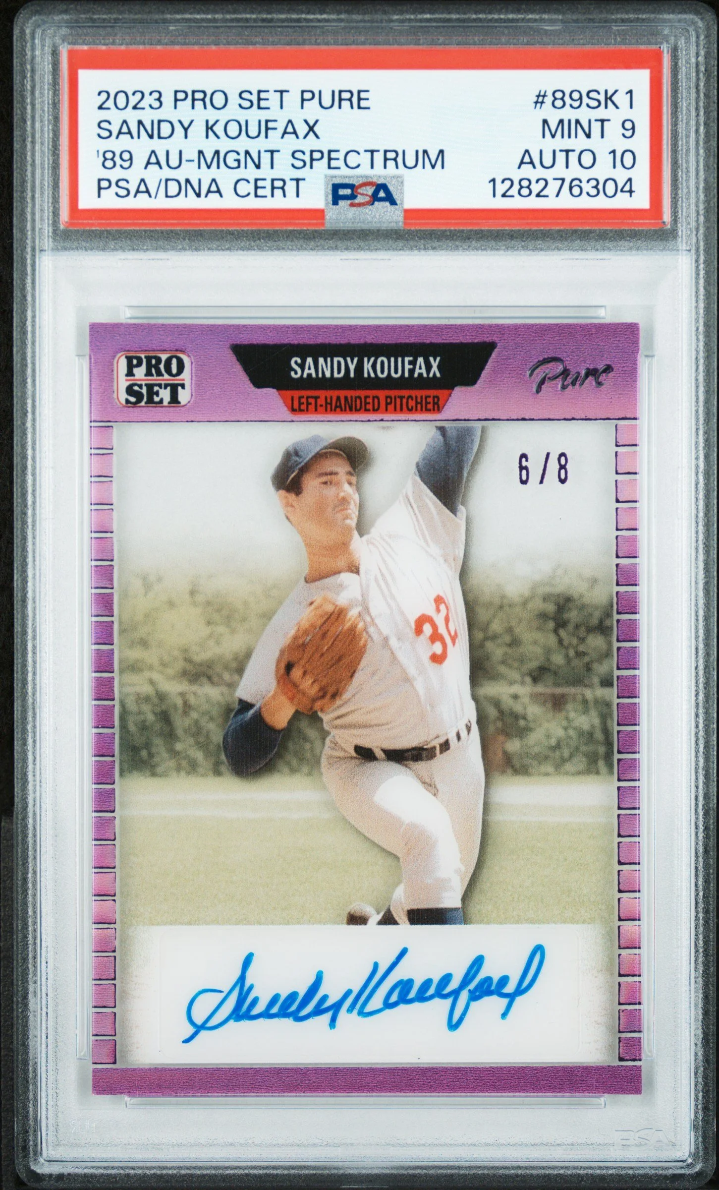 2023 Leaf Pro Set Pure Magenta Auto 89-SK1 Sandy Koufax 6/8 PSA 9 AUTO 10