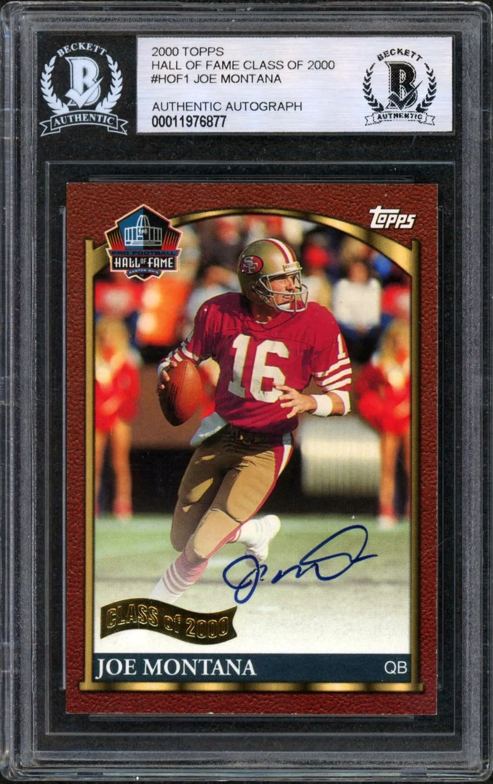 2000 Topps Hall of Fame Class of 2000 #HOF1 Joe Montana BAS Authentic