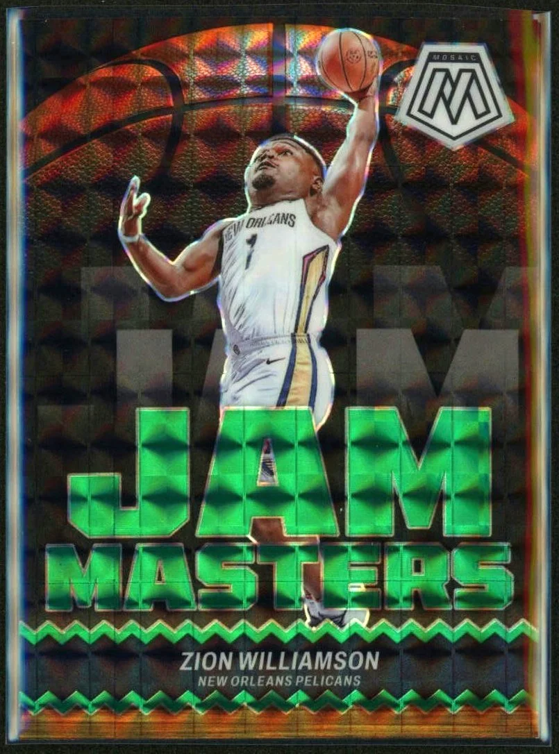 2023-24 Panini Mosaic Jam Masters #16 Zion Williamson Green Mosaic Prizm