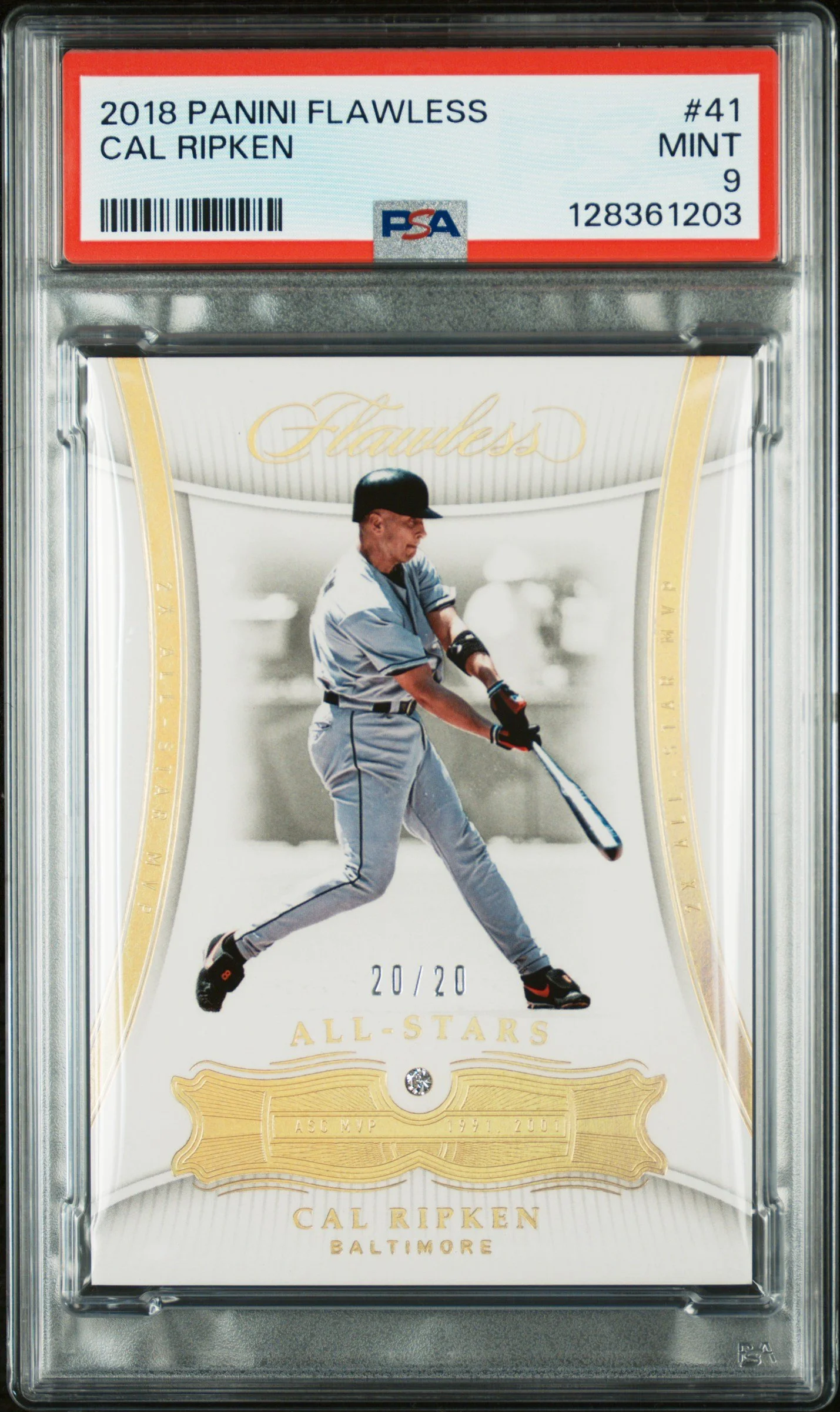 2018 Panini Flawless All-Stars Diamond Cal Ripken Jr 20/20 PSA 9
