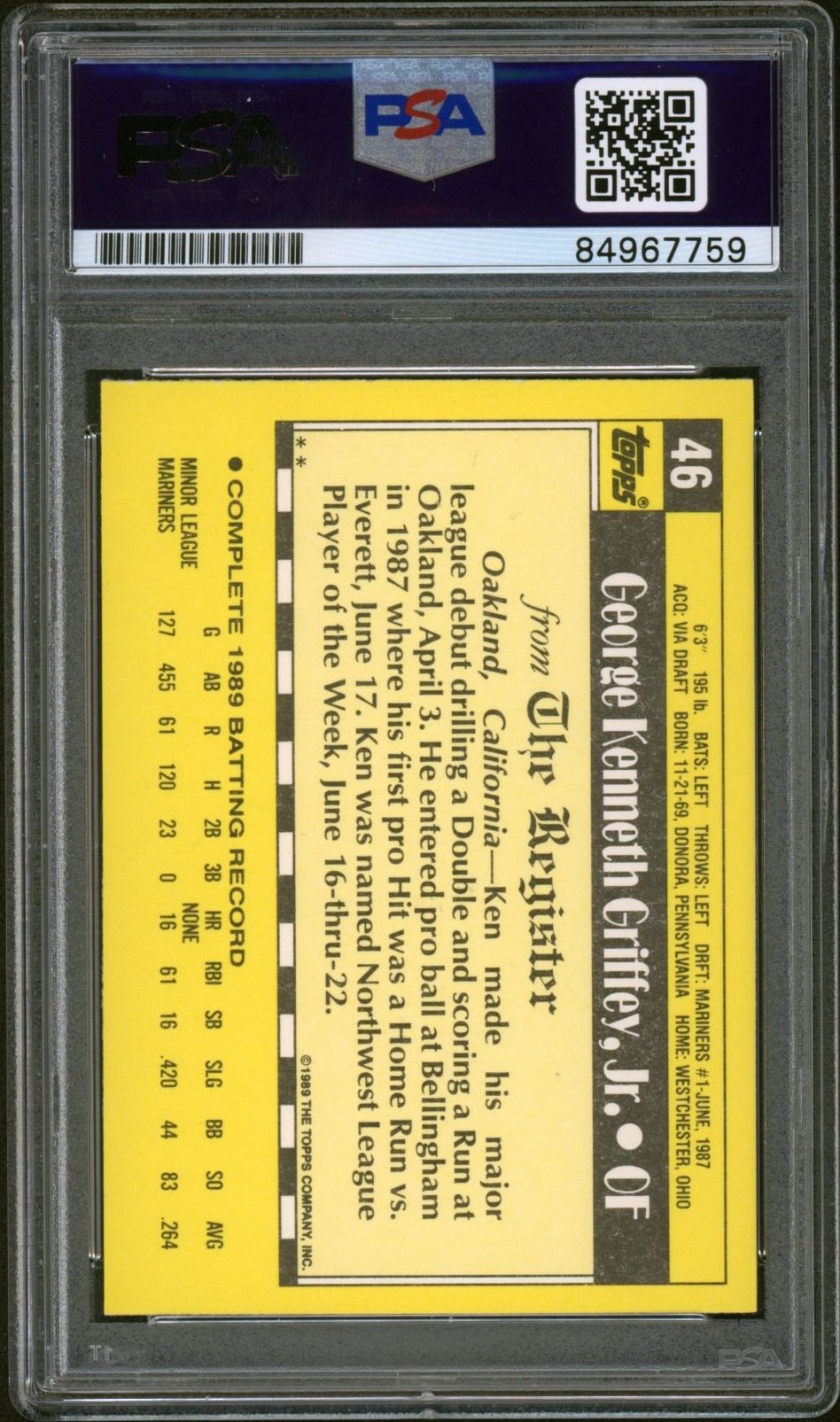 1989 Topps #46 Ken Griffey Jr PSA:DNA 10 — 84967759_2.jpg