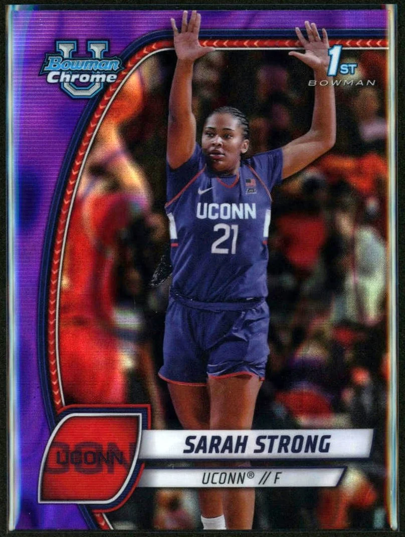 2023 Topps Bowman U Chrome #62 Sarah Strong Purple Lava Refractor