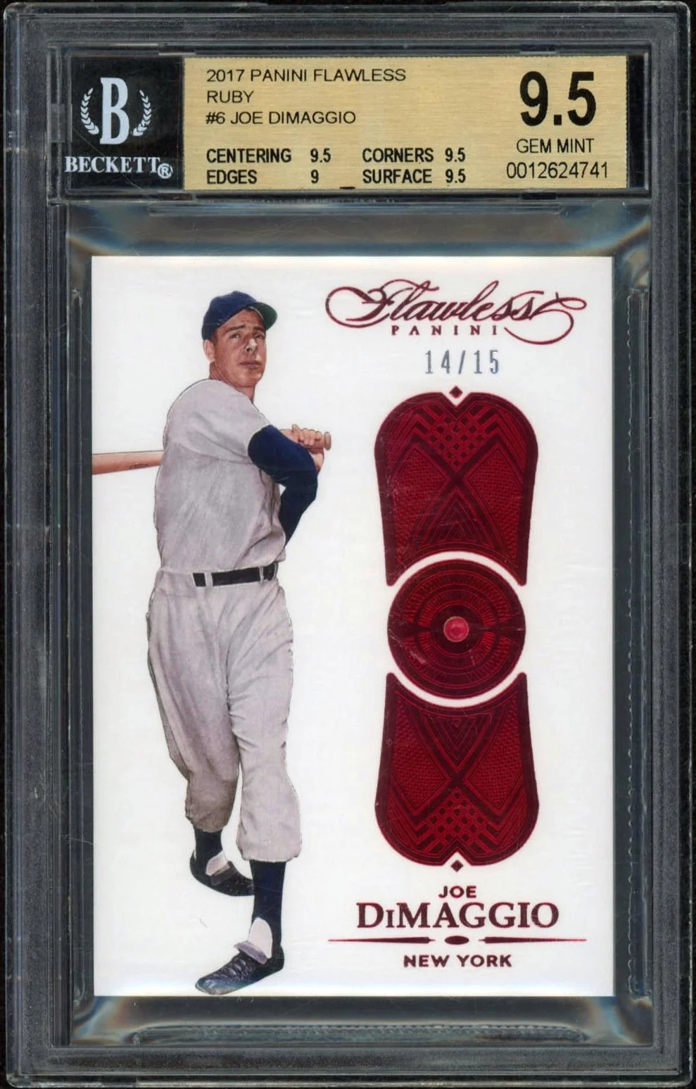 2017 Panini Flawless #6 Joe DiMaggio Ruby 14/15 BGS 9.5