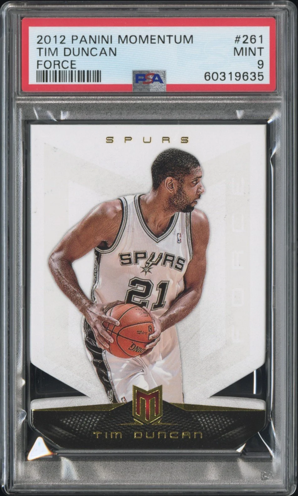 2012-13 Momentum Force #261 Tim Duncan 21/25 PSA 9