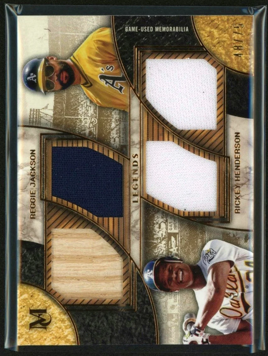 2025 Topps Dual-Player Primary Pieces Quad Relic Legend #DPQRL-JH Reggie Jackson Rickey Henderson 48/75
