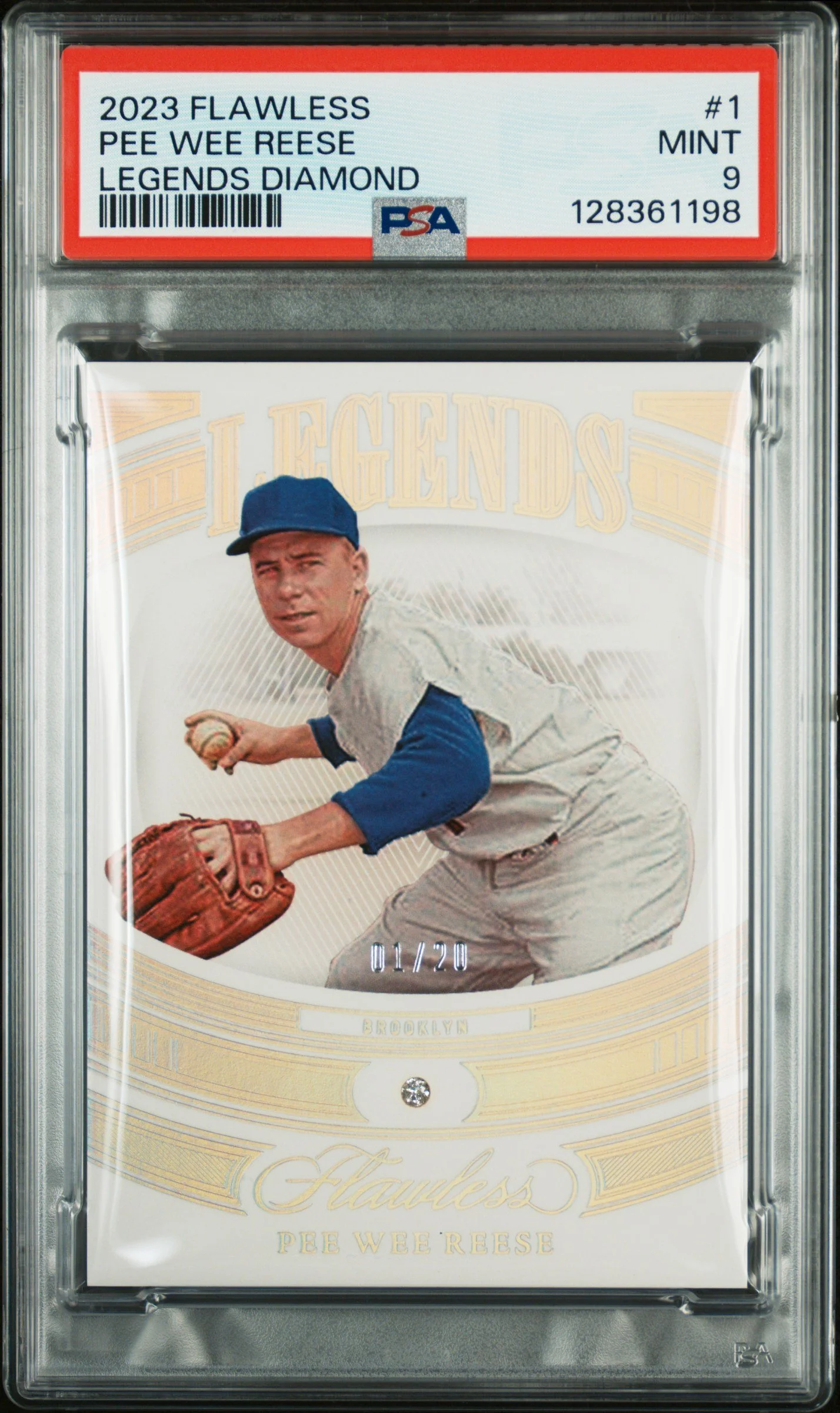 2023 Panini Flawless Legends #1 Pee Wee Reese 01/20 PSA 9