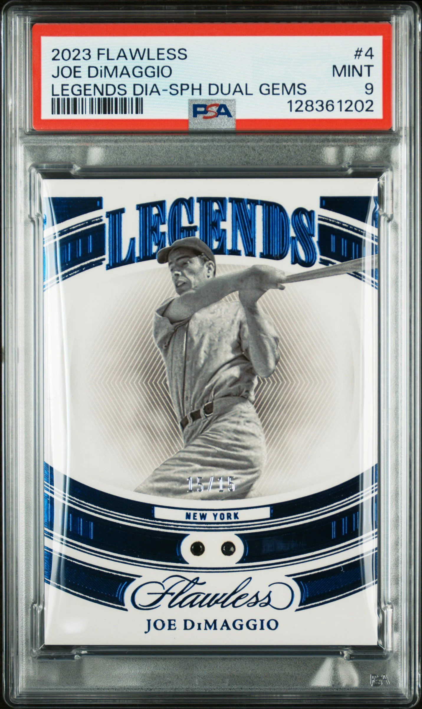2023 Panini Flawless Legends #4 Joe DiMaggio 15/15 PSA 9