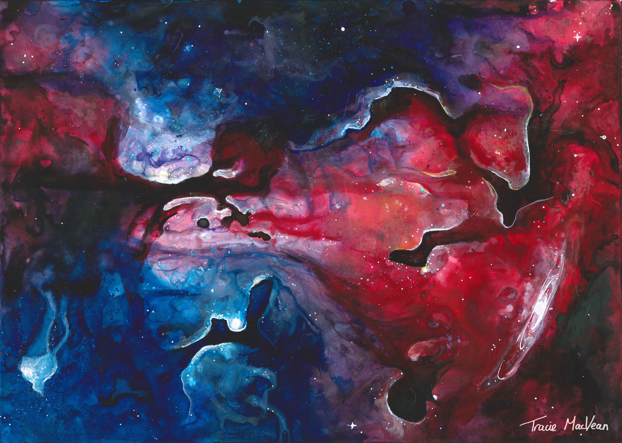 "Dark Matter" Acrylic ink on yupo paper, 30cm x 40cm