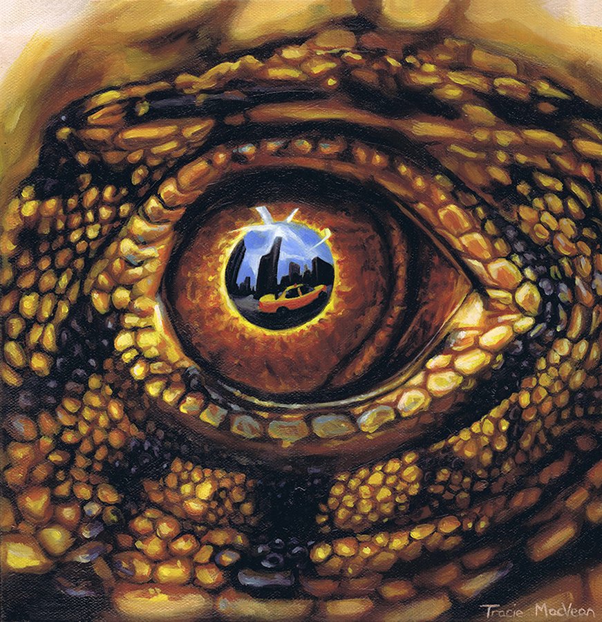 "Urban Reptile" Oil on canvas, 30cm x 30cm