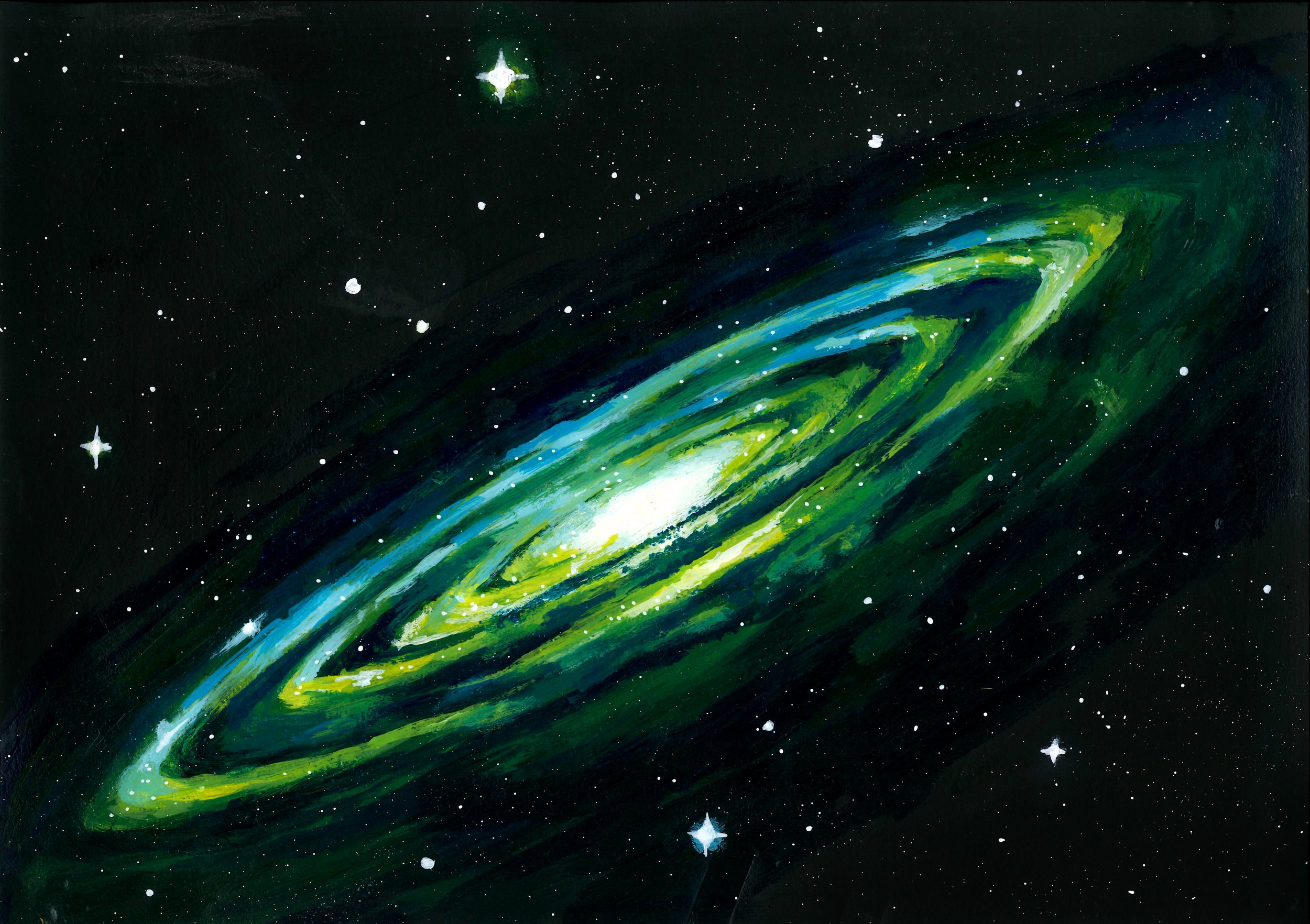 "Spiral Galaxy" Acrylic on paper, 21cm x 29cm