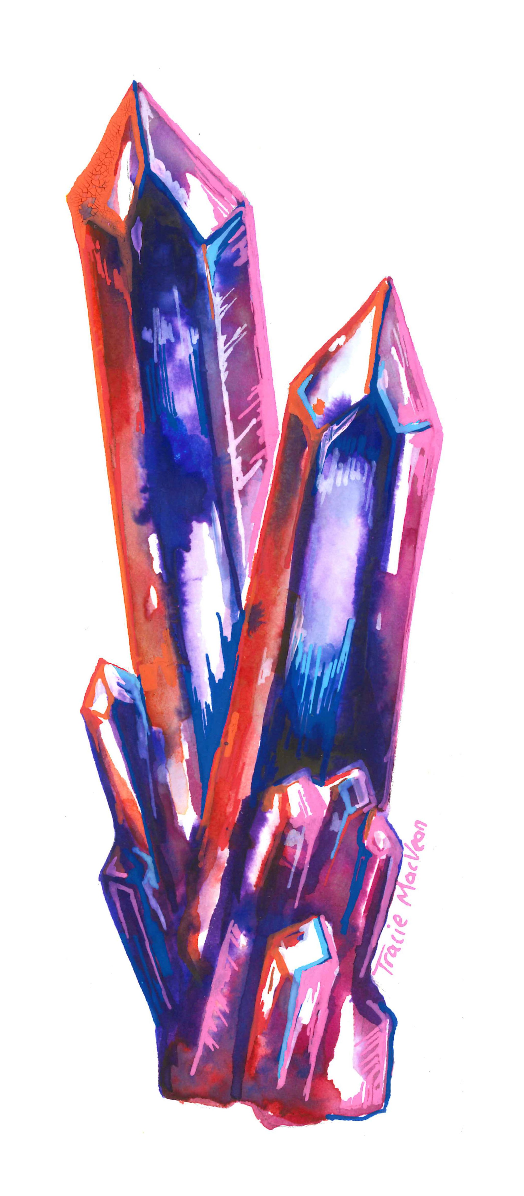 "Crystal Cluster" Acrylic ink on paper, 8cm x 22cm