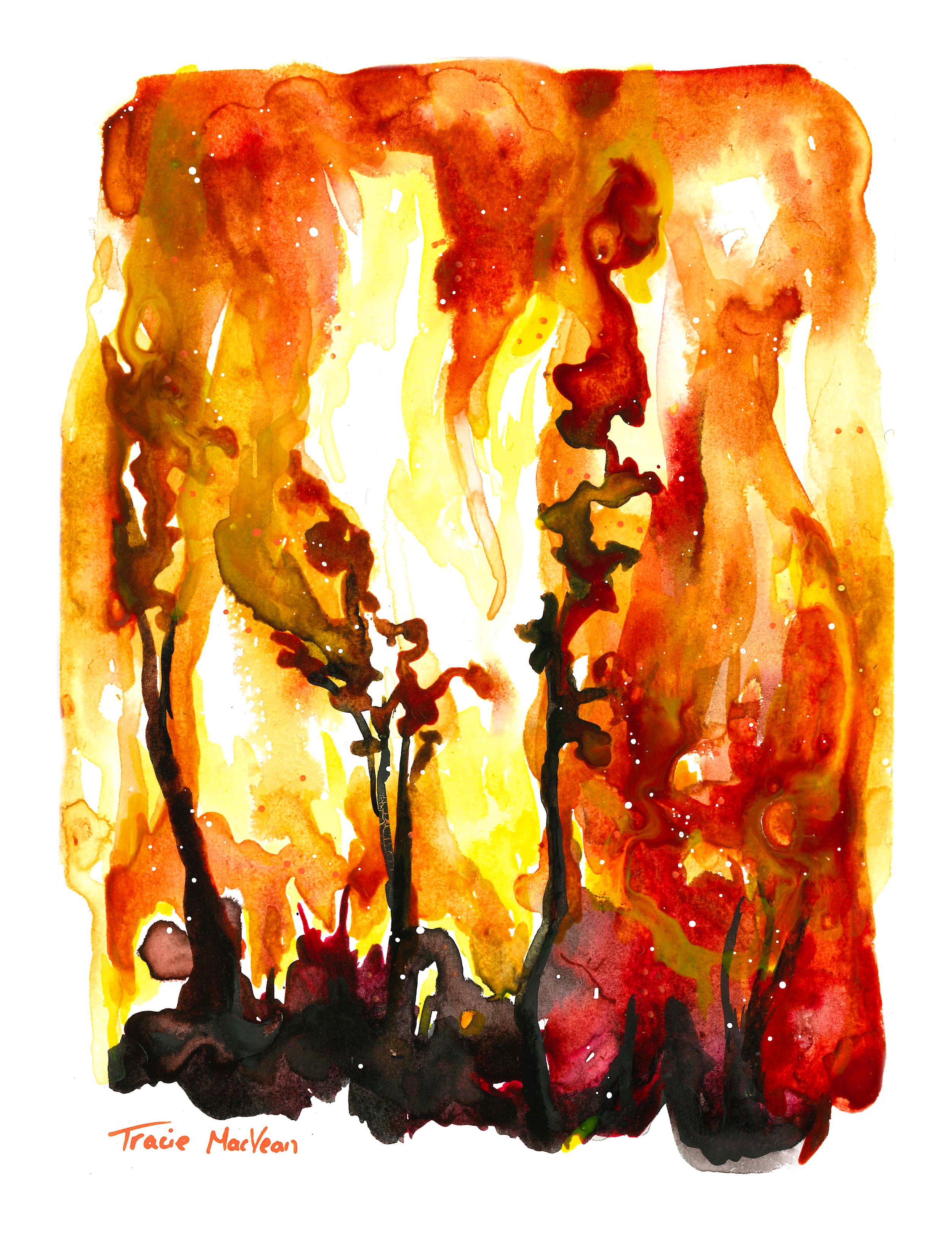 "Ash" Acrylic ink on paper, 15cm x 21cm