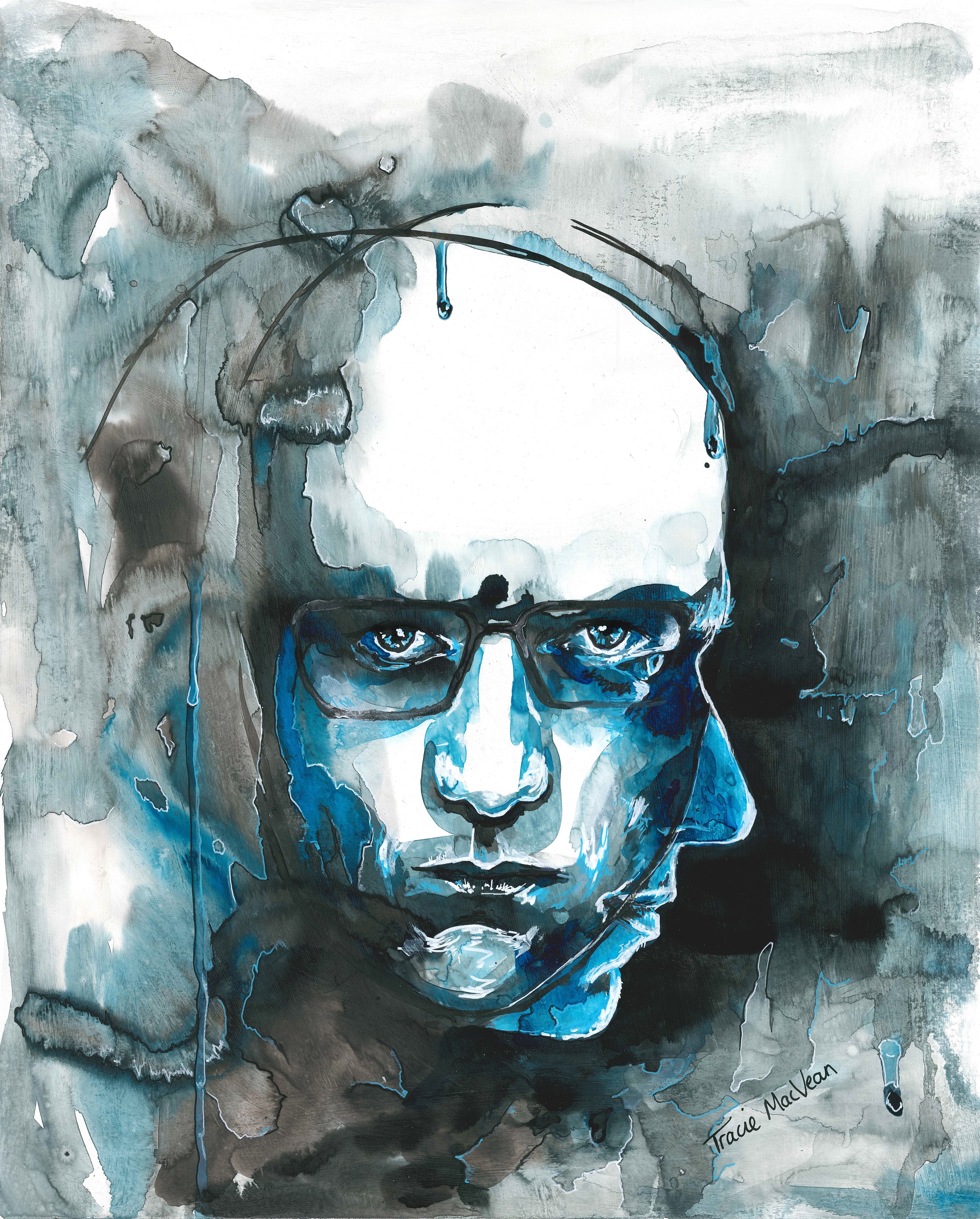 "On The Inside" Acrylic ink on paper, 45cm x 55cm