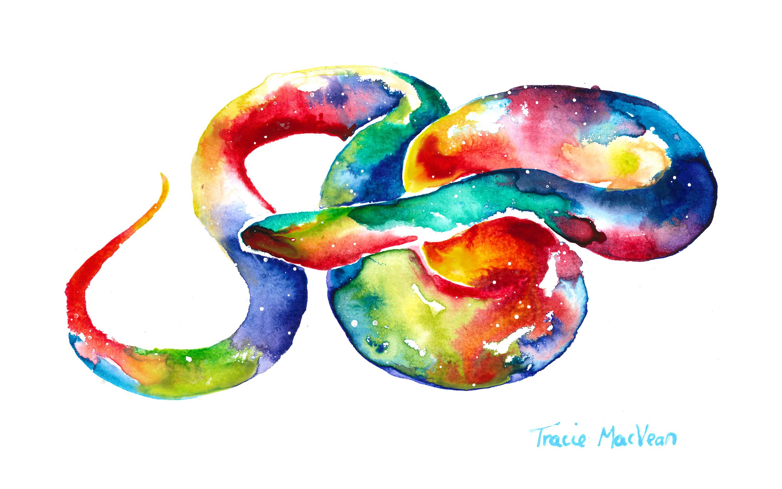 "Rainbow Serpent" Acrylic ink on paper, 21cm x 15cm