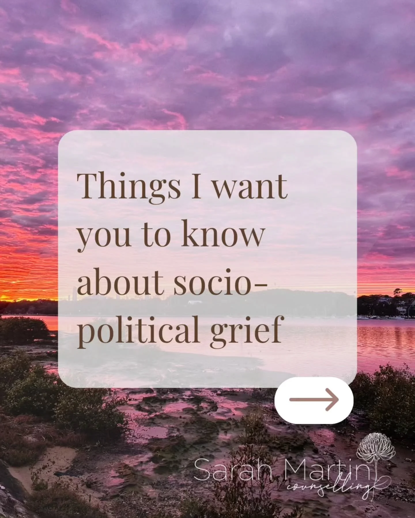 Today I want to talk about socio-political grief.

Things in the world feel heavy, destabilised, distressing. When people's fundamental human rights of safety, identity, and humanity are compromised or up for debate, that hurts. 

Socio-political gri