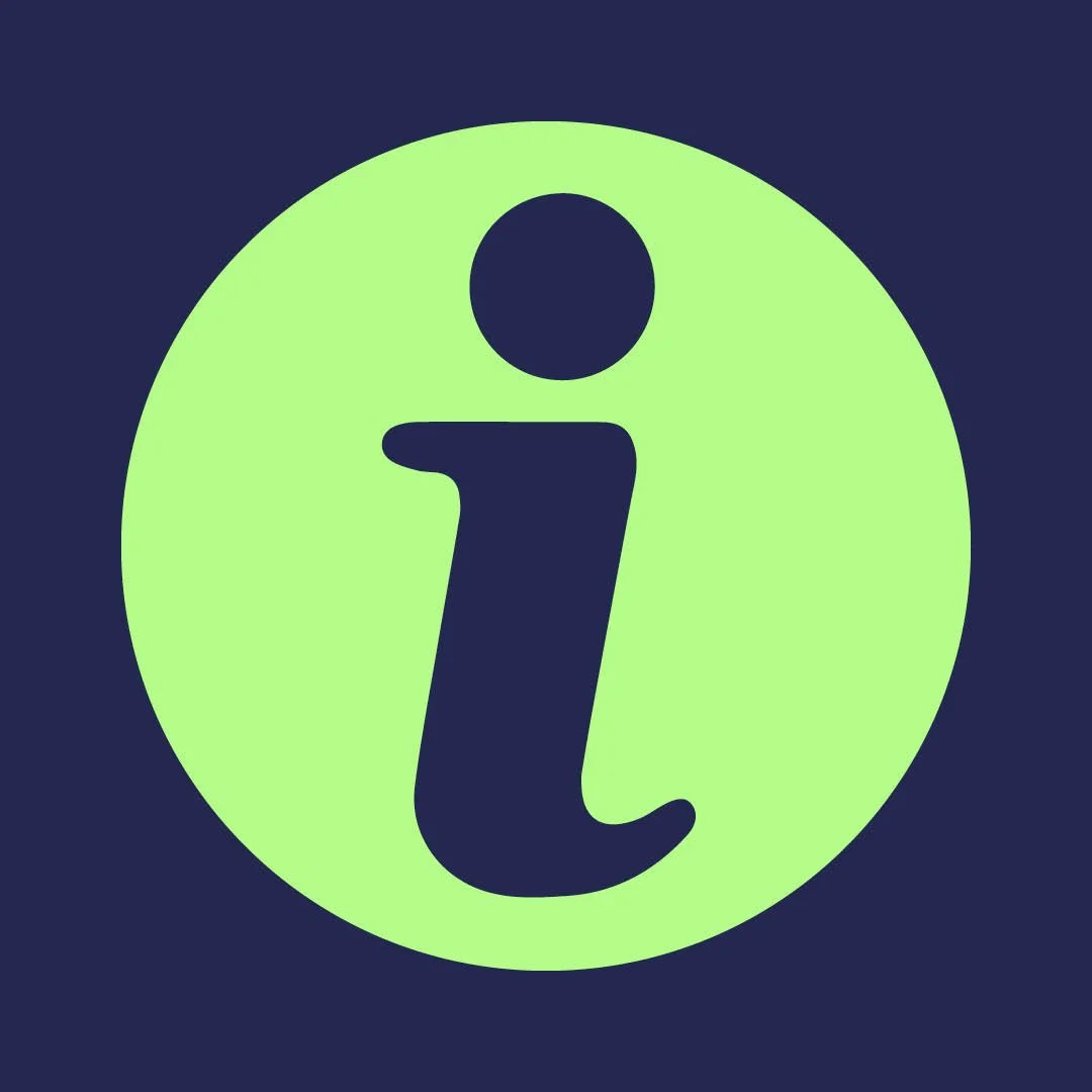 Ein Symbol mit dem kleinen Buchstaben 'i' darin, der für Information steht.