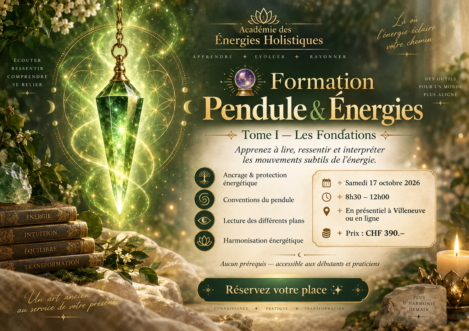 ✧ 🔮 FORMATION PENDULE & ÉNERGIES — TOME I 🔮 ✧ L’ART DE LIRE, RESSENTIR & INTERPRÉTER L’INVISIBLE