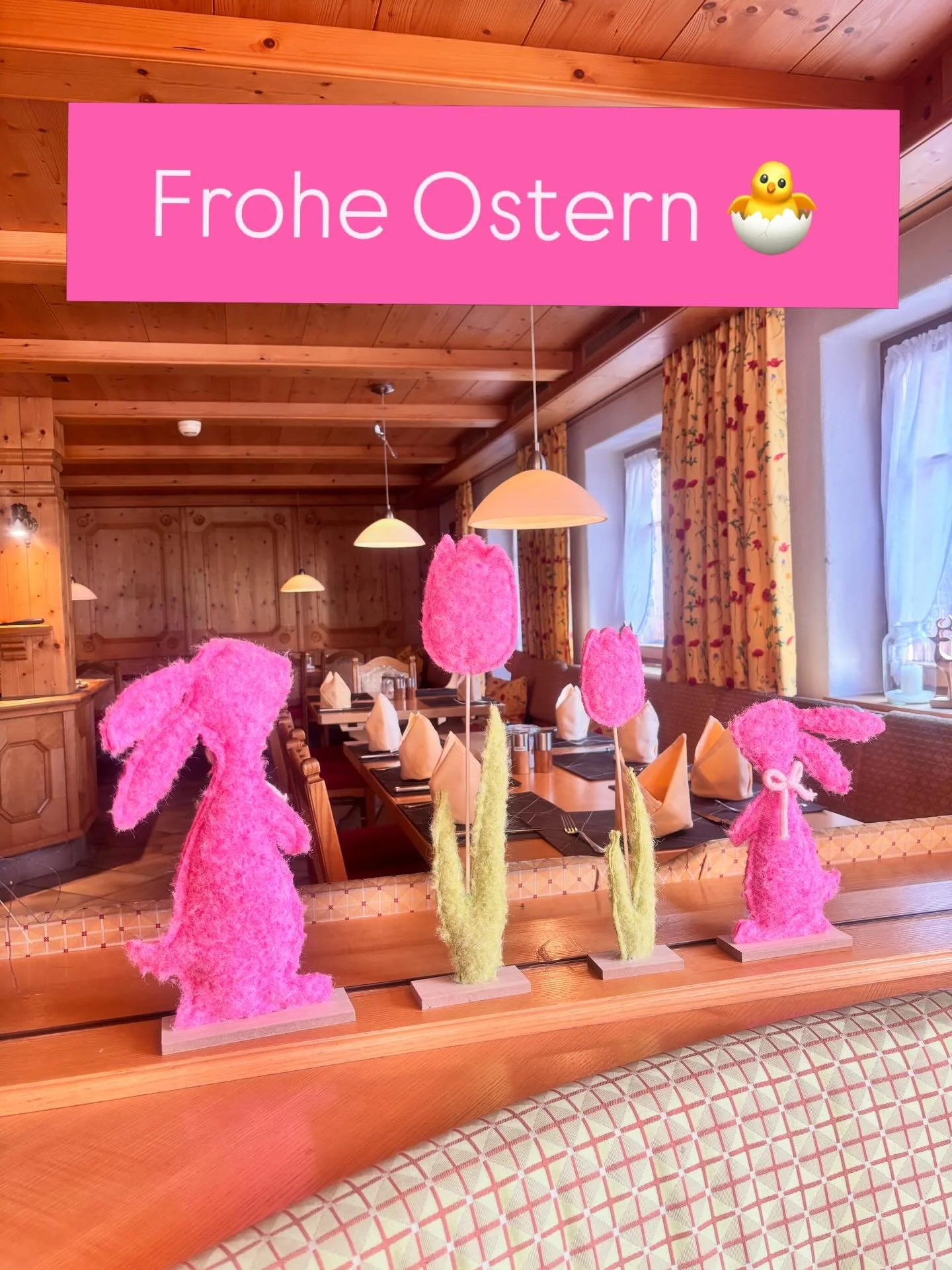 Wir w&uuml;nschen euch frohe Ostern und Momente der Ruhe und des Innehaltens im Kreise eurer Lieben. 

Nehmt euch Zeit f&uuml;r das was wirklich z&auml;hlt: 
feines Essen, 
Gem&uuml;tlichkeit, 
gute Gespr&auml;che, 
Lachen und fr&ouml;hlich SEIN&hell