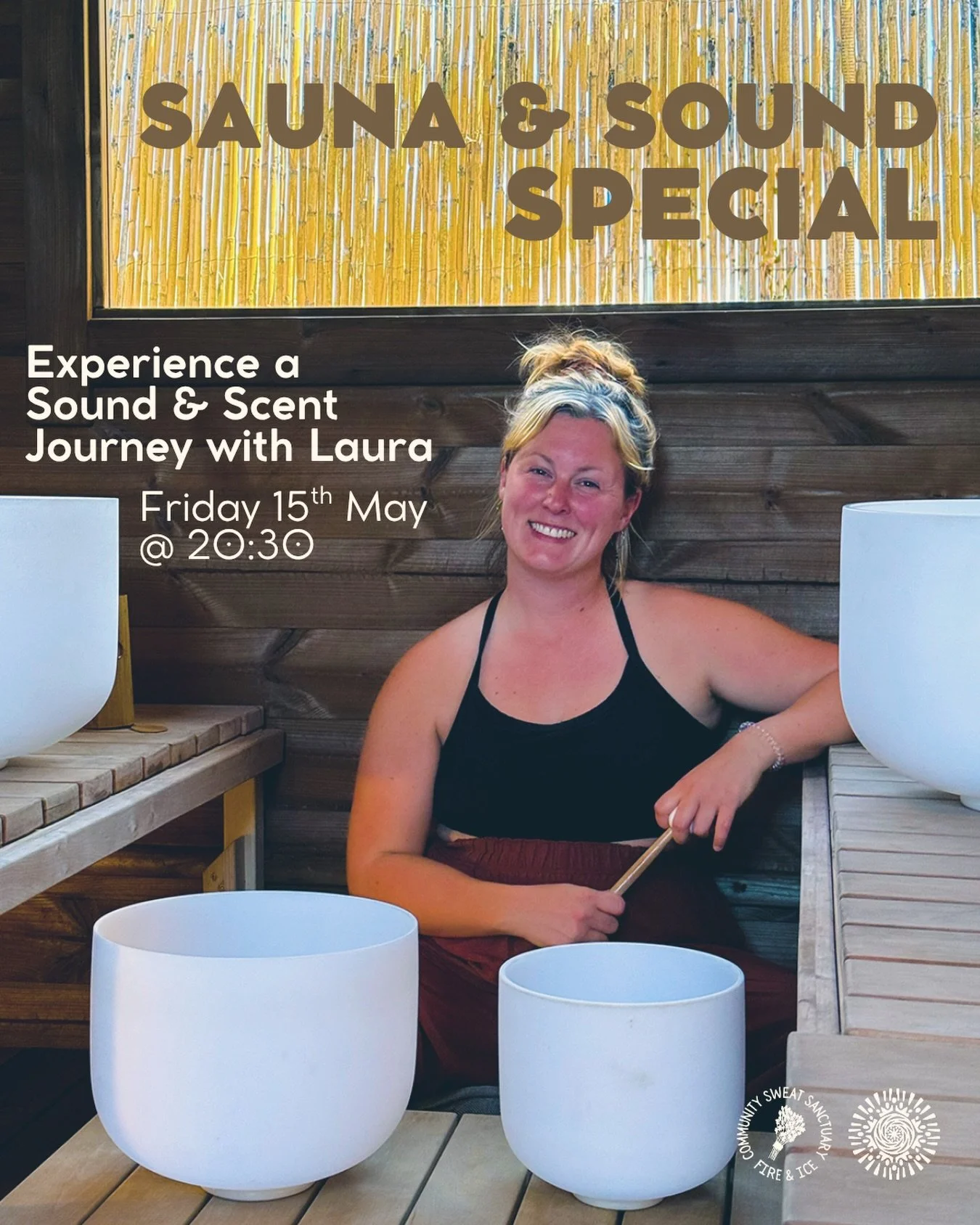 This week we have our first Sauna &amp; Sound Special and it&rsquo;s going to be a magical one! 💫

Laura will be using her experience as a sound healer to take us on a journey through sound and aromas, perfectly blended to create a space where conne