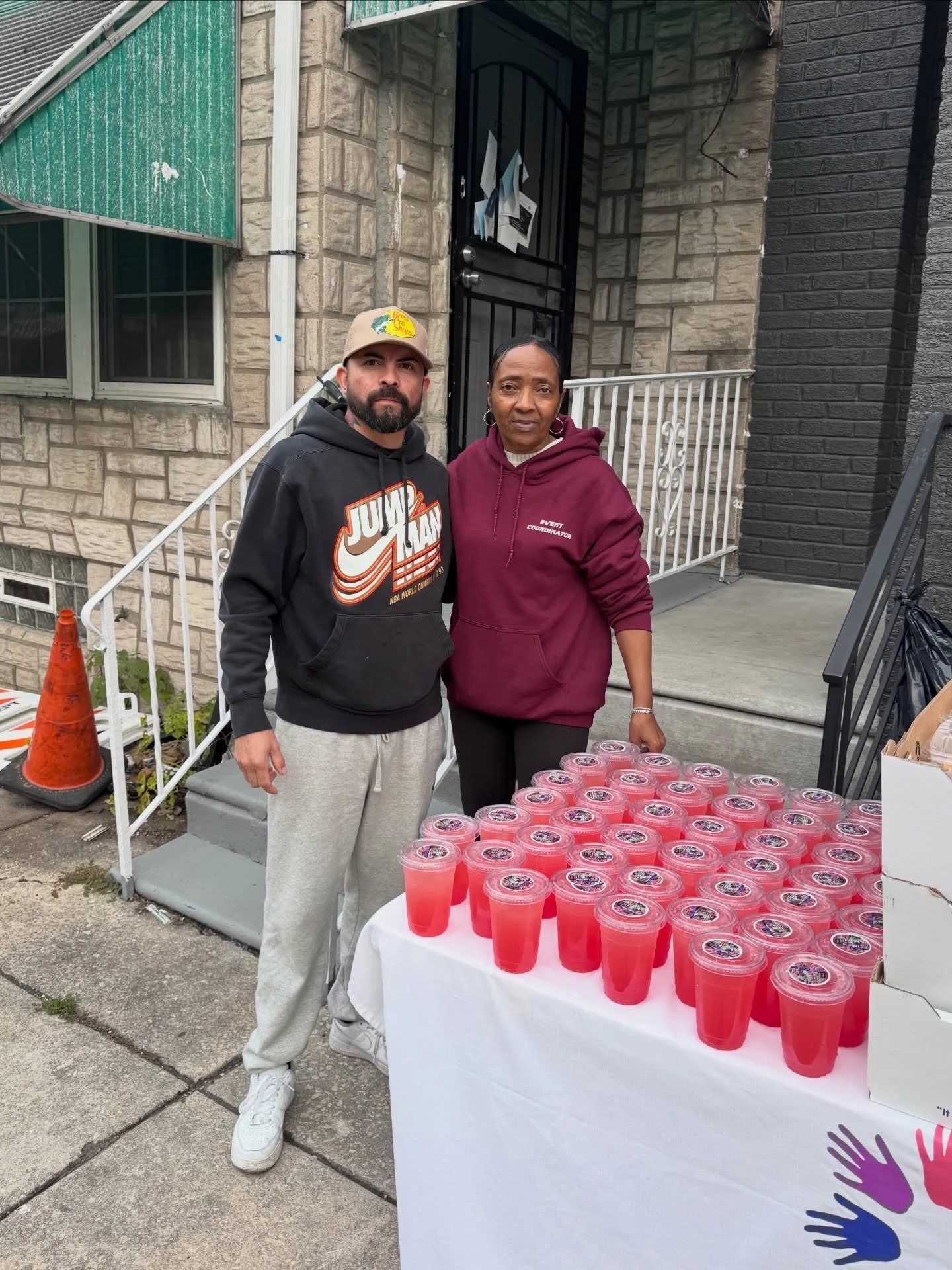 Chef Rene dropping off the sweets at the annual Thanksgiving Drive in Grays Ferry - some apple pie and aguas frescas! To go perfectly with the Thanksgiving meals. Thanks to the Resident Action Committee &amp; Reeves family for organizing this each ye
