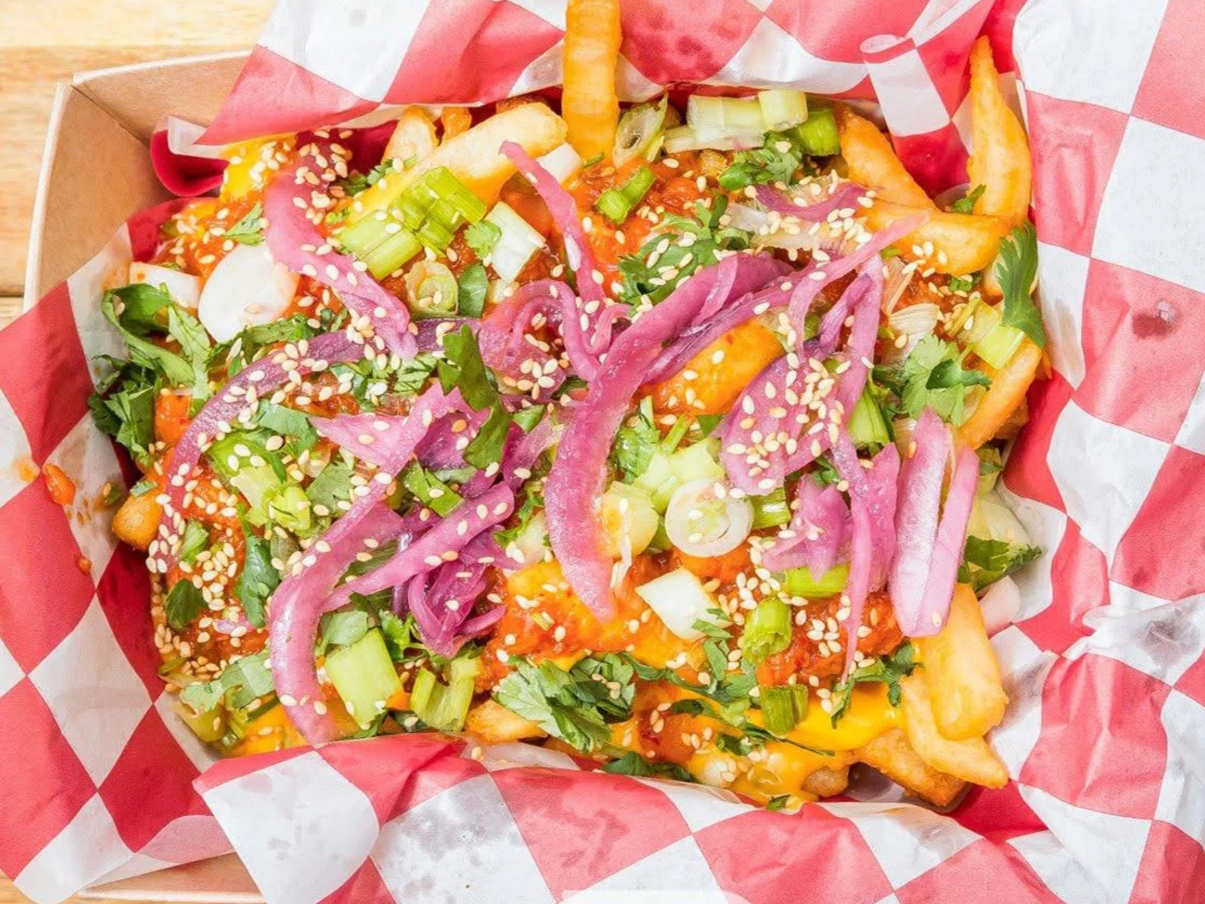 Kimchi cheese fries and Korean Mexican fusion sides