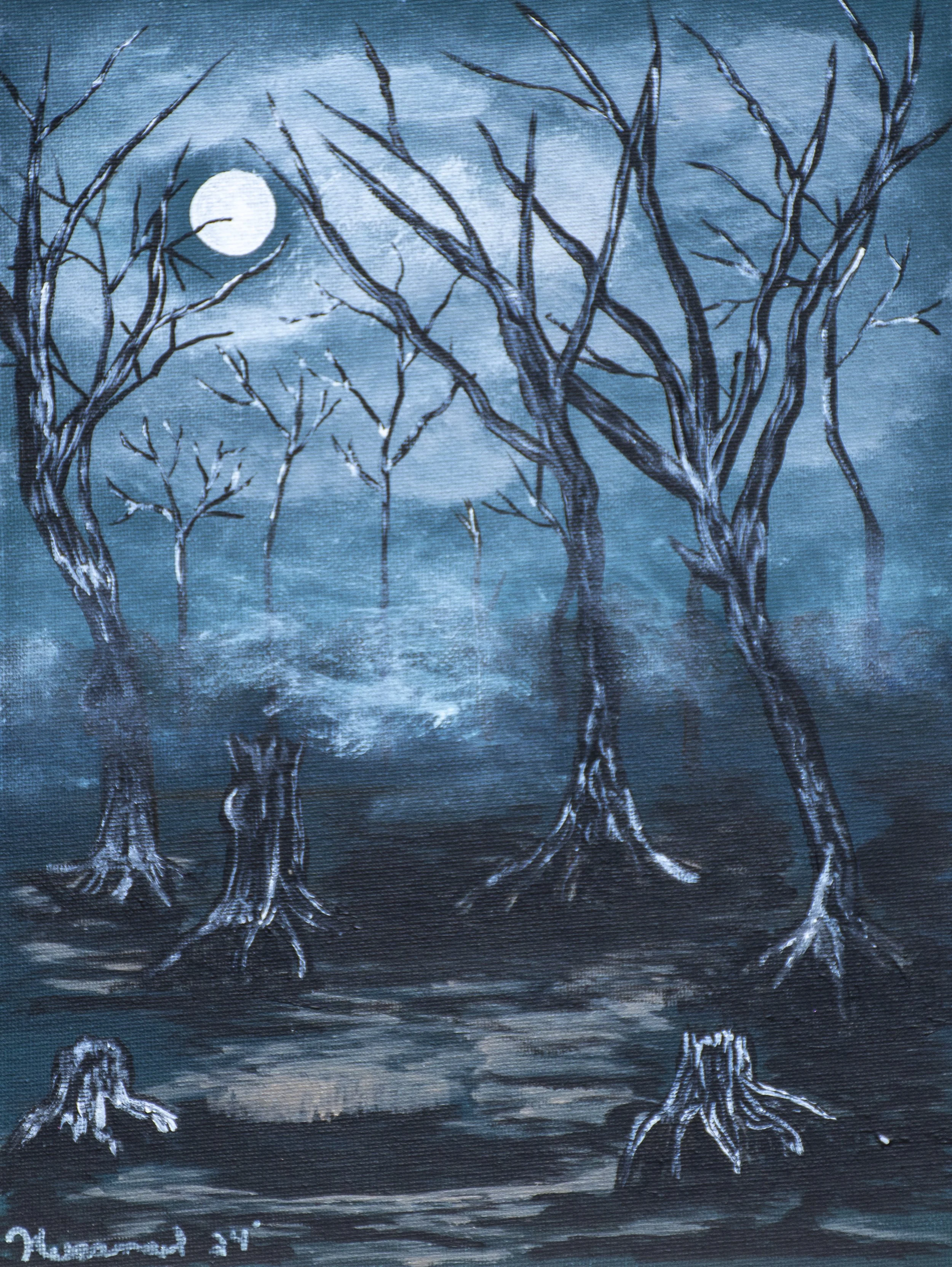 Haunted, 2024, acrylic, canvas board - 11" by 14" inch