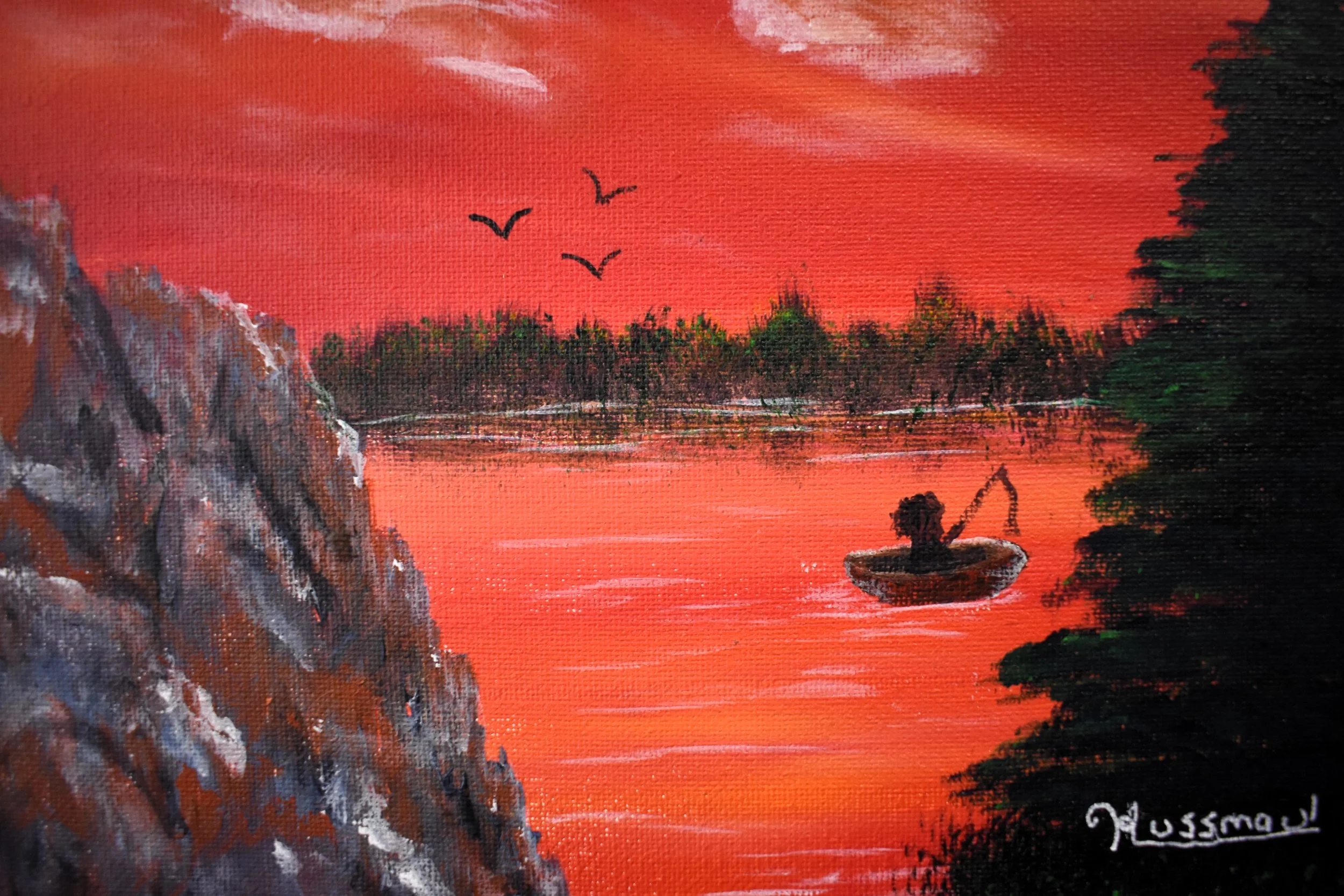 Red Lake, 2024, acrylic,  wrapped canvas - 8" by 10" by 1/2" inch