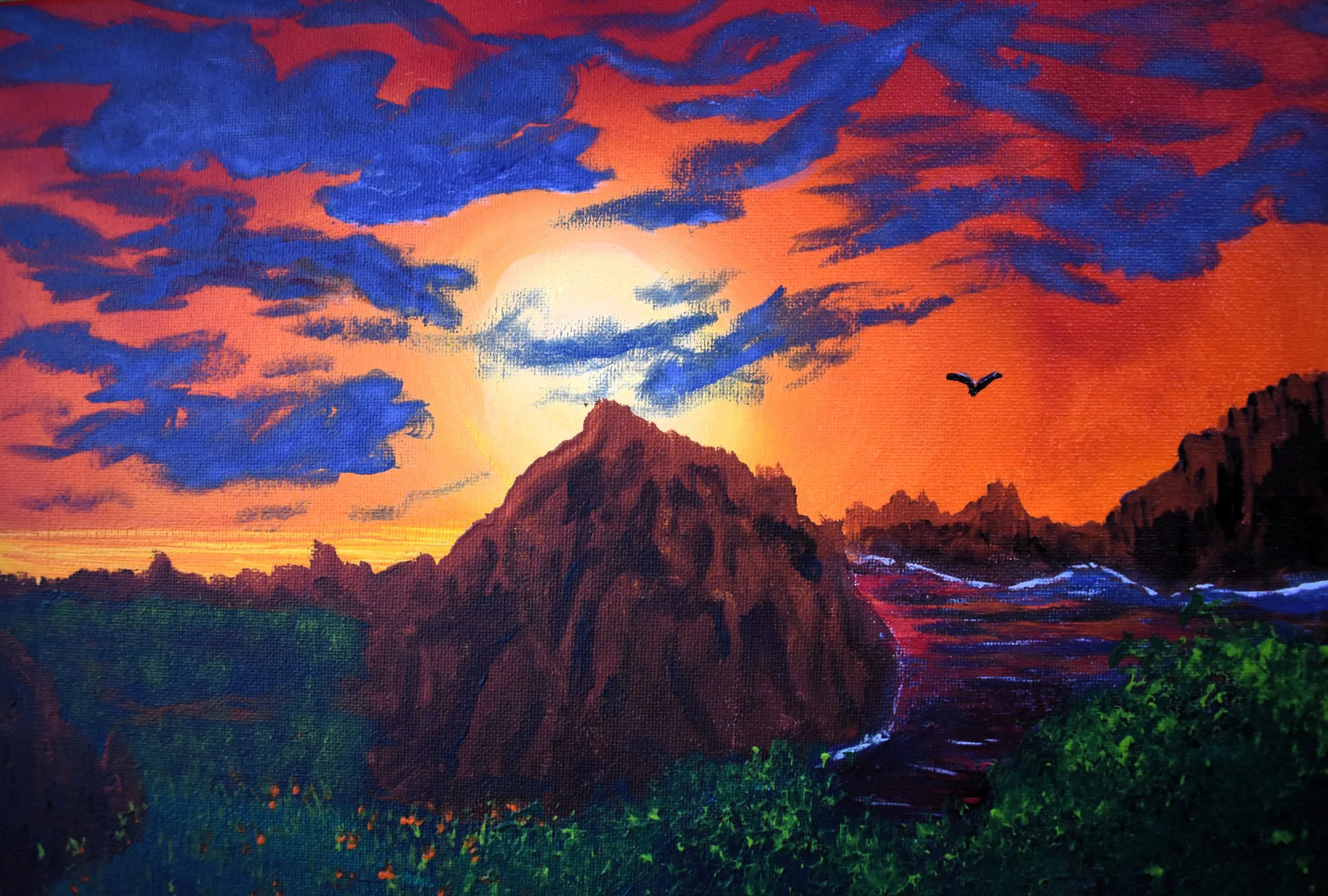 Sunset, 2024,  acrylic, wrapped canvas 14' by 11' 1/2 inch