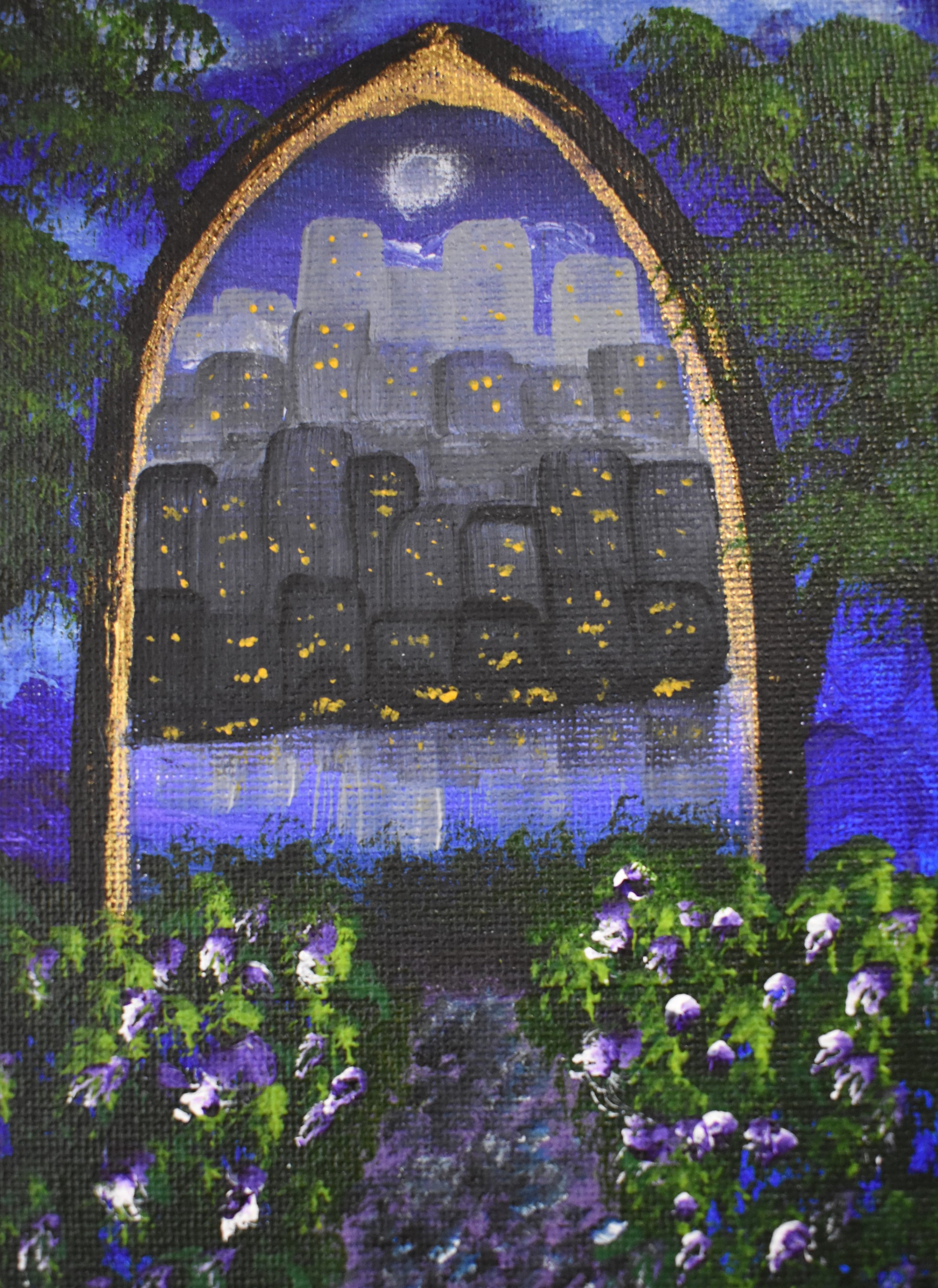 New World, 2024, acrylic, wrapped canvas - 5" by 7" by 1/2"inch