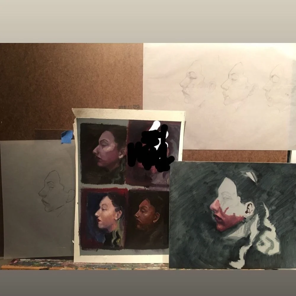 Title: Lucia Profile Studies
Medium: Oil
Material: Ampersand Board & Grey Gesso on Paper