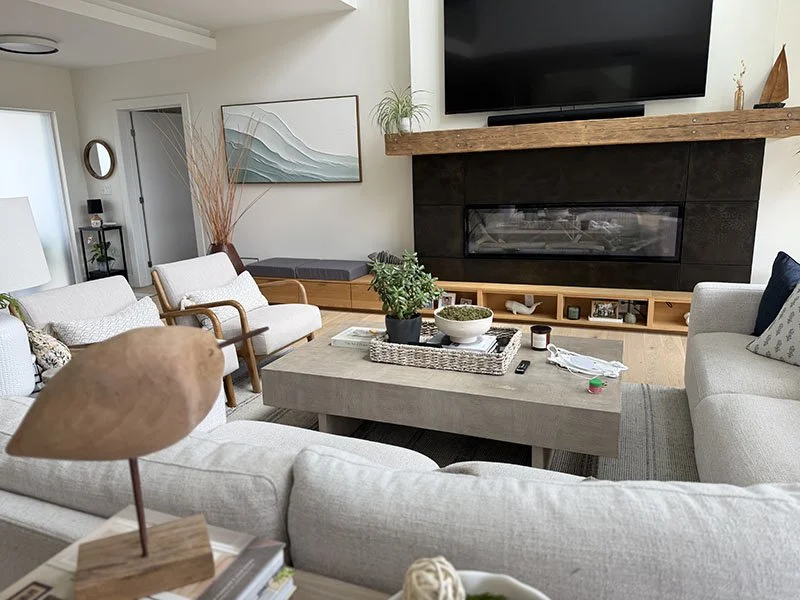 Living Room and custom fireplace