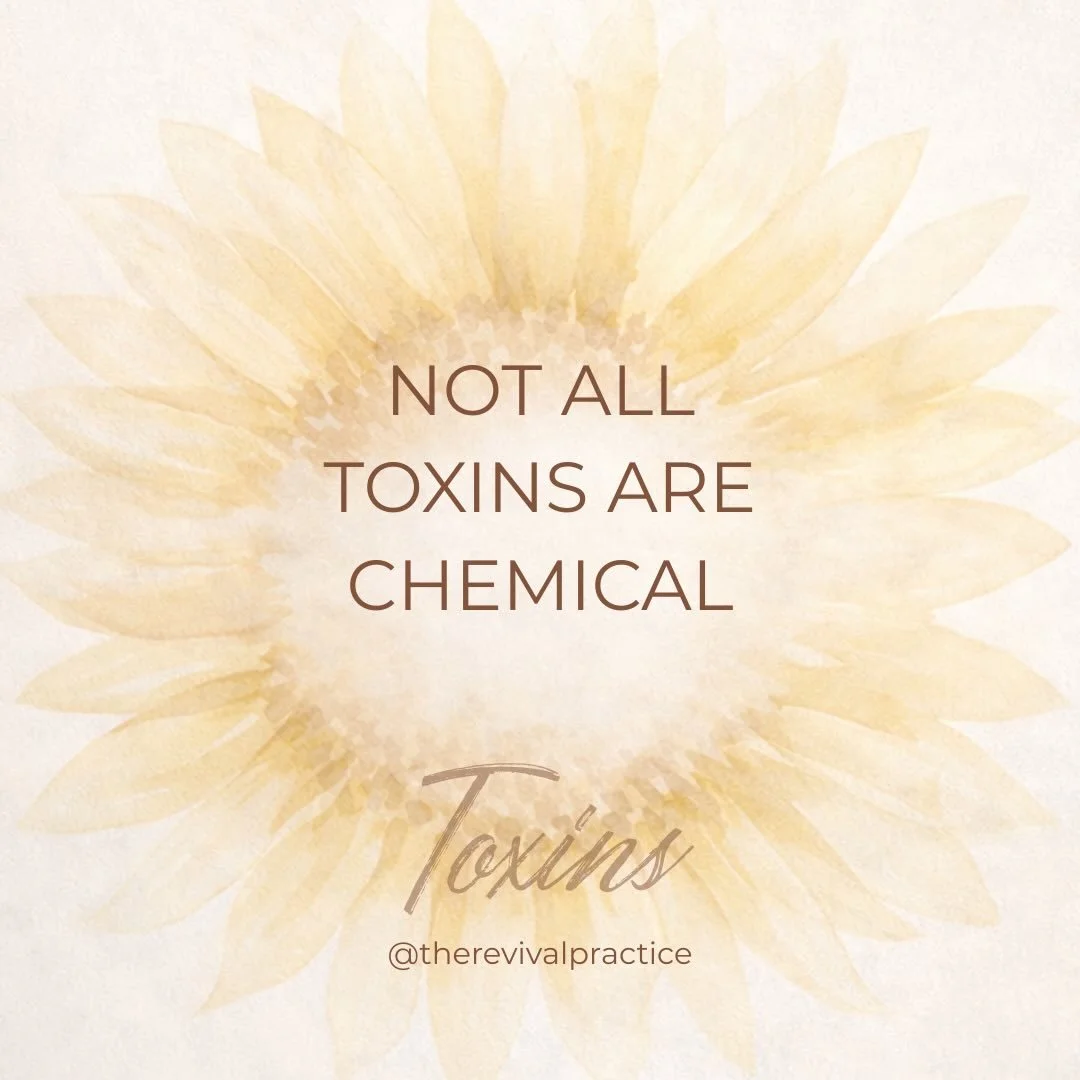 When we hear the word &ldquo;toxins,&rdquo; most people think:

🍎 Food
🧴 Products
🌎 Environmental chemicals

And yes &mdash; those matter.

But toxins aren&rsquo;t just physical.

Chronic stress is toxic. 😮&zwj;💨

Overwork is toxic. 🗂️

Living 
