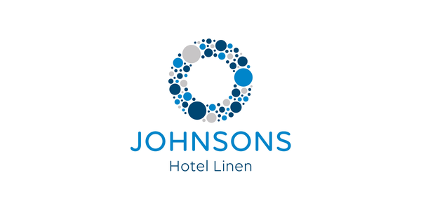 Logo for Johnsons Hotel Linen with a circular dot design above the company name.
