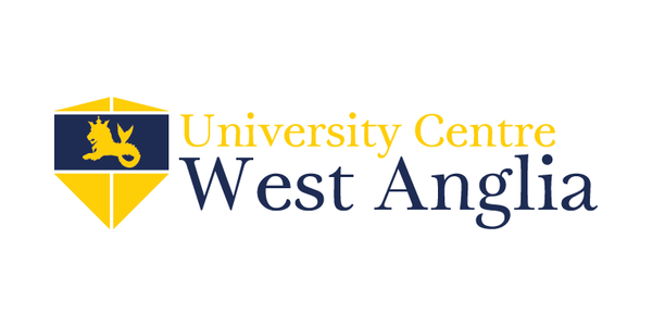 University Centre West Anglia logo with a yellow and navy shield and a lion emblem.