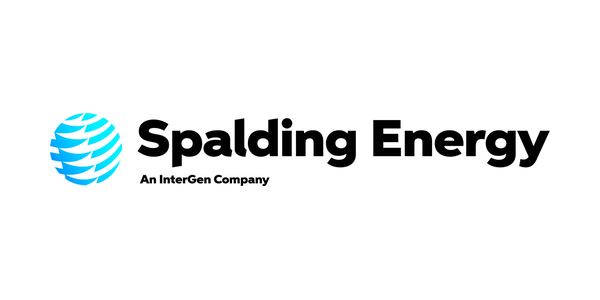 Spalding Energy logo with a blue globe icon, bold black text, and a tagline 'An InterGen Company'