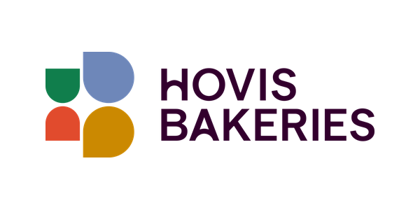Hovis Bakeries logo with colorful abstract shapes on the left and the words 'Hovis Bakeries' in purple text on the right.