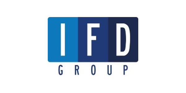 IFD Group logo with blue and dark blue blocks and white letters.