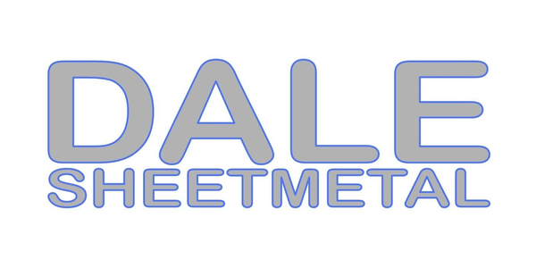 Logo with the name 'DALE SHEETMETAL' in large, outlined blue text.