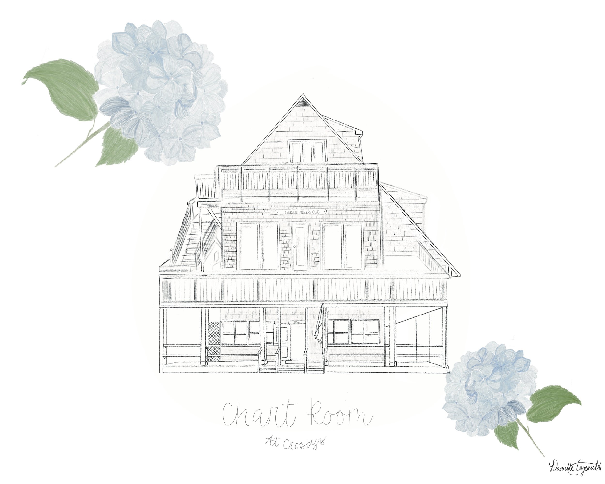 Chart Room with Hydrangeas Print