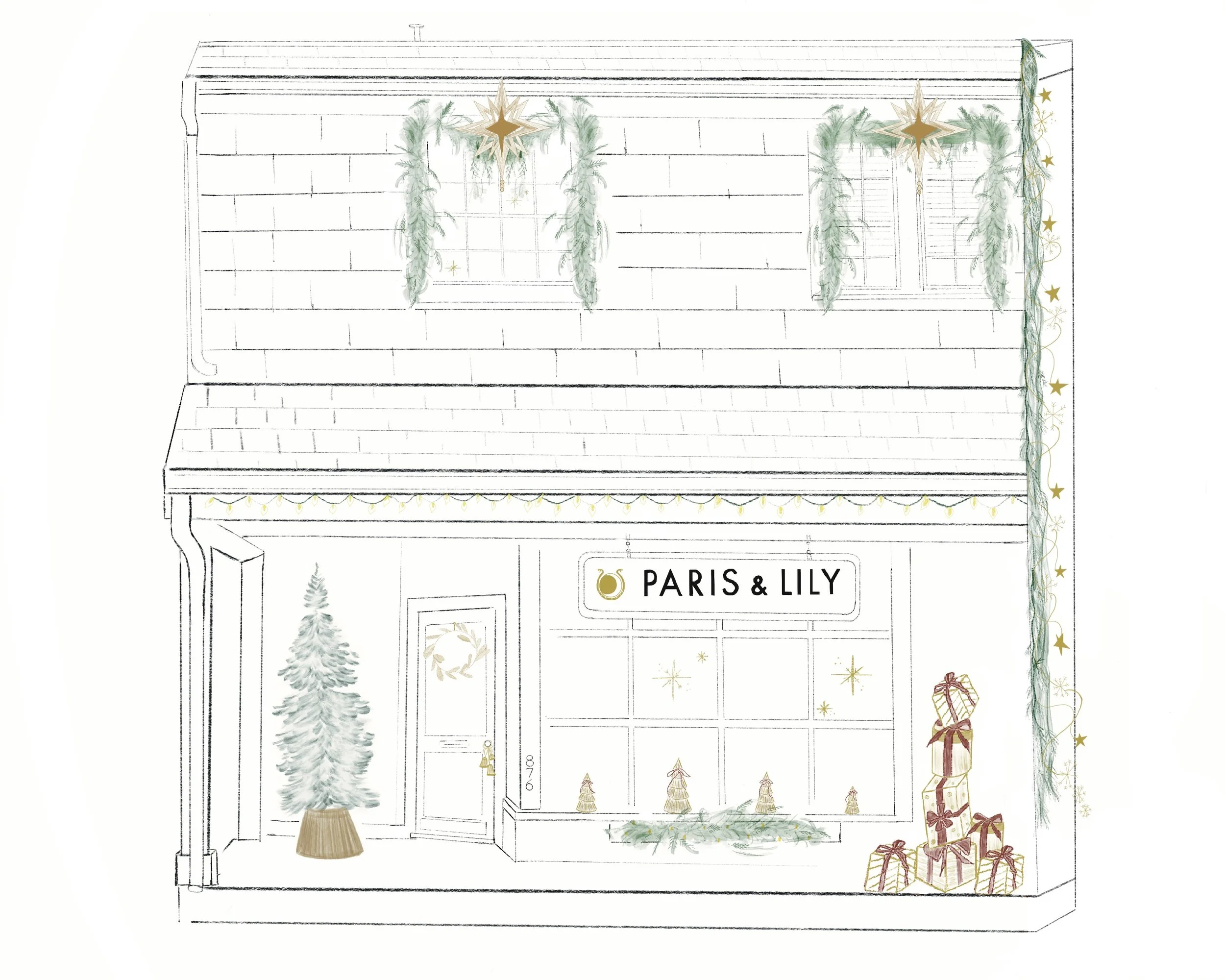 Paris & Lily Storefront Holiday Card