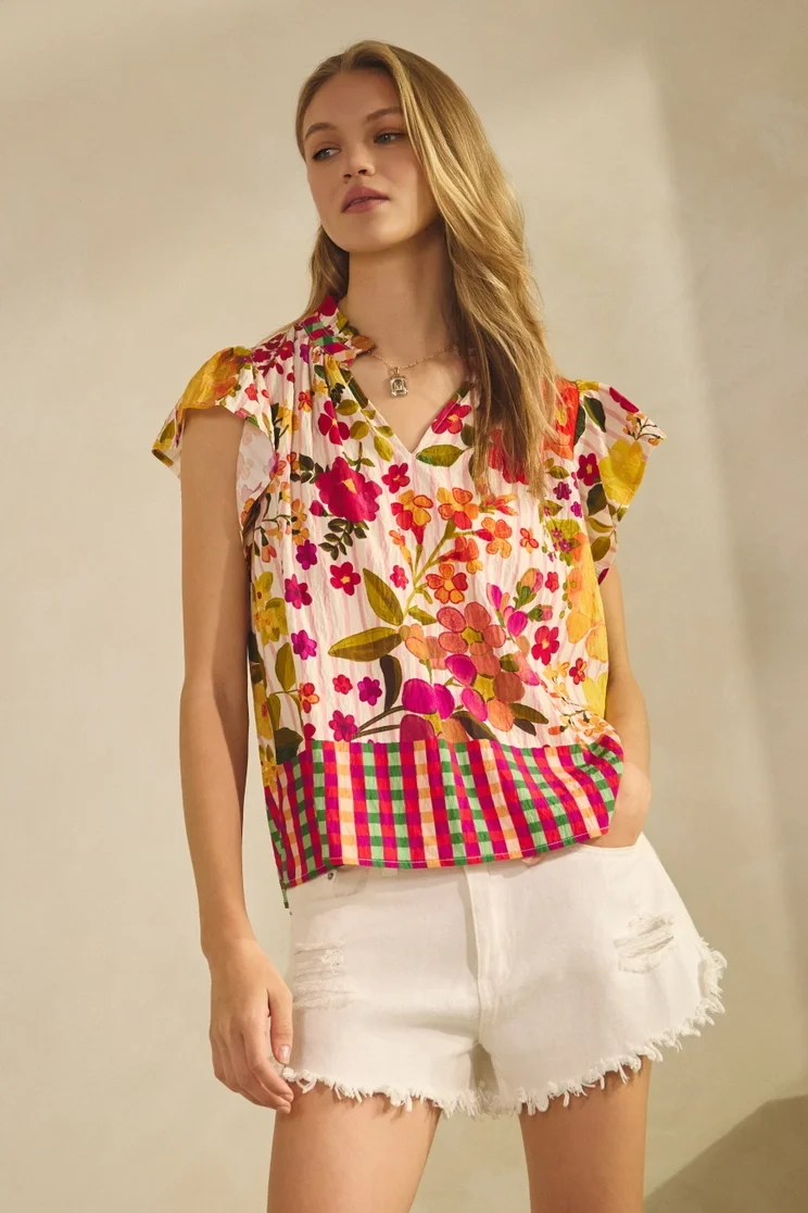 Oddi Red Pink Yellow Floral Blouse.webp
