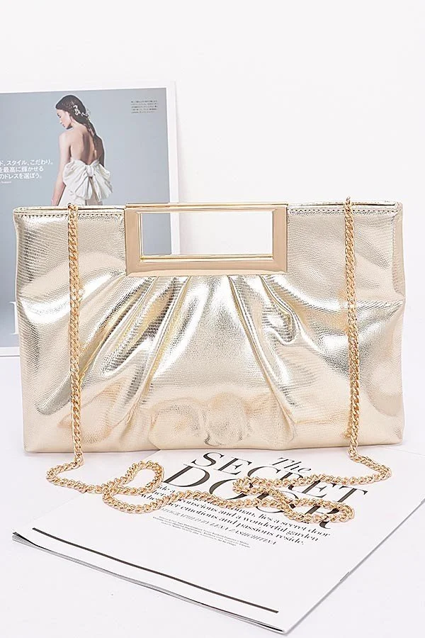 The Gallery Frame Clutch - Gold Vegan Leather